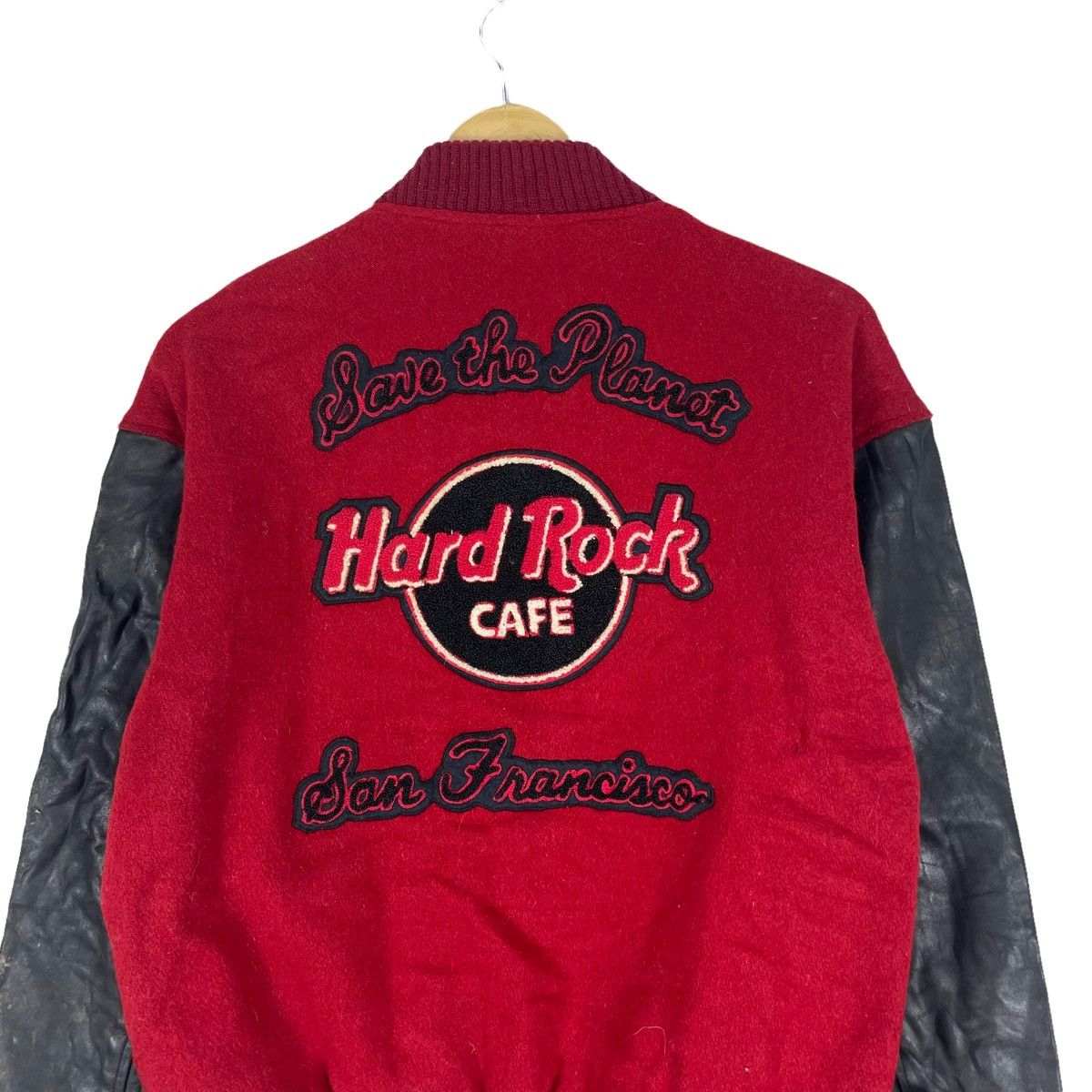 Hard Rock Cafe × Vintage ❄️HARD ROCK CAFE VARSITY LEATHER JACKET Size US S / EU 44-46 / 1 - 6 Thumbnail