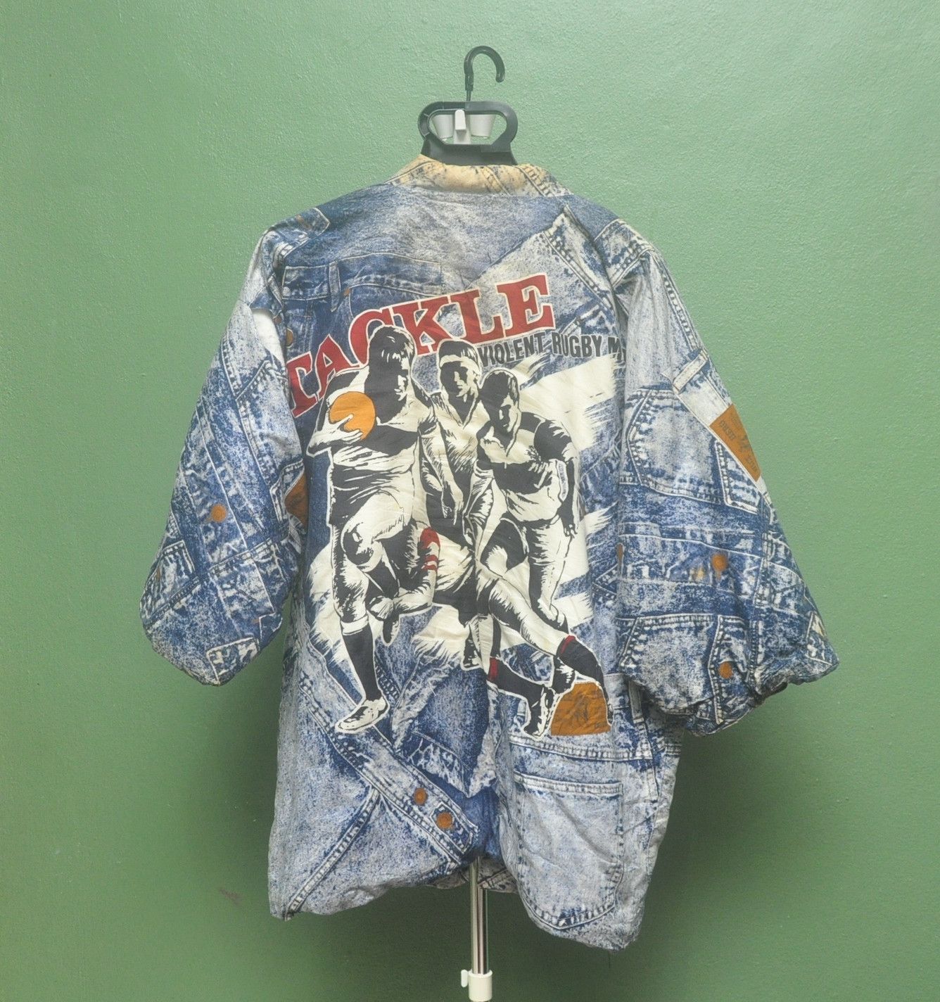 Japanese Brand × Vintage Vintage Tackle Violent Rugby Mind Overprint Japanese Kimono Size US L / EU 52-54 / 3 - 1 Thumbnail