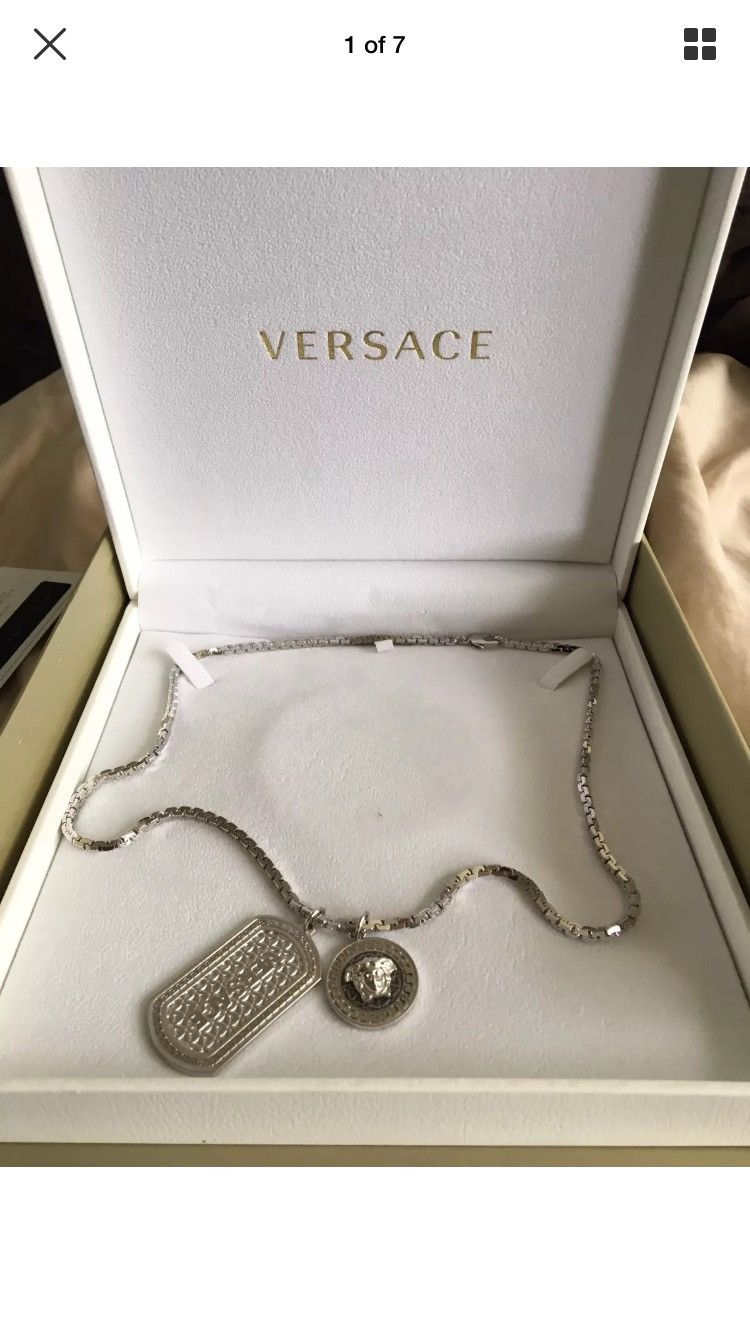 Versace Men's Medusa Head Dog Tag Necklace