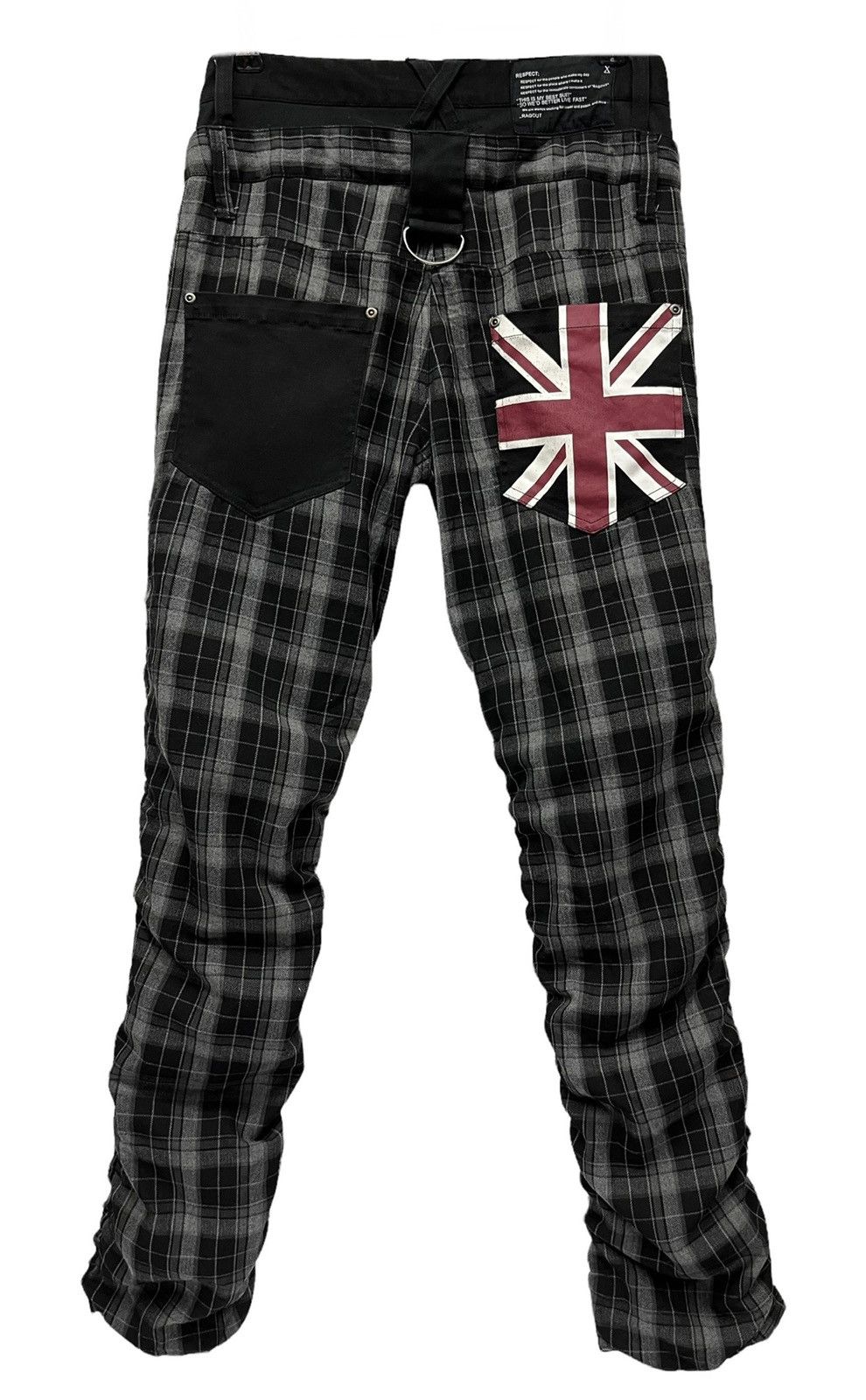 Japanese Brand 🔥RAGOUT Union Jack Punk Tartan Double Waist Rayon Blends Size US 29 - 1 Thumbnail