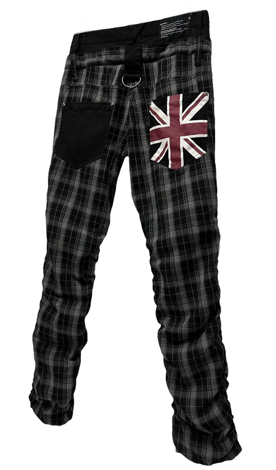 Japanese Brand 🔥RAGOUT Union Jack Punk Tartan Double Waist Rayon Blends Size US 29 - 2 Thumbnail