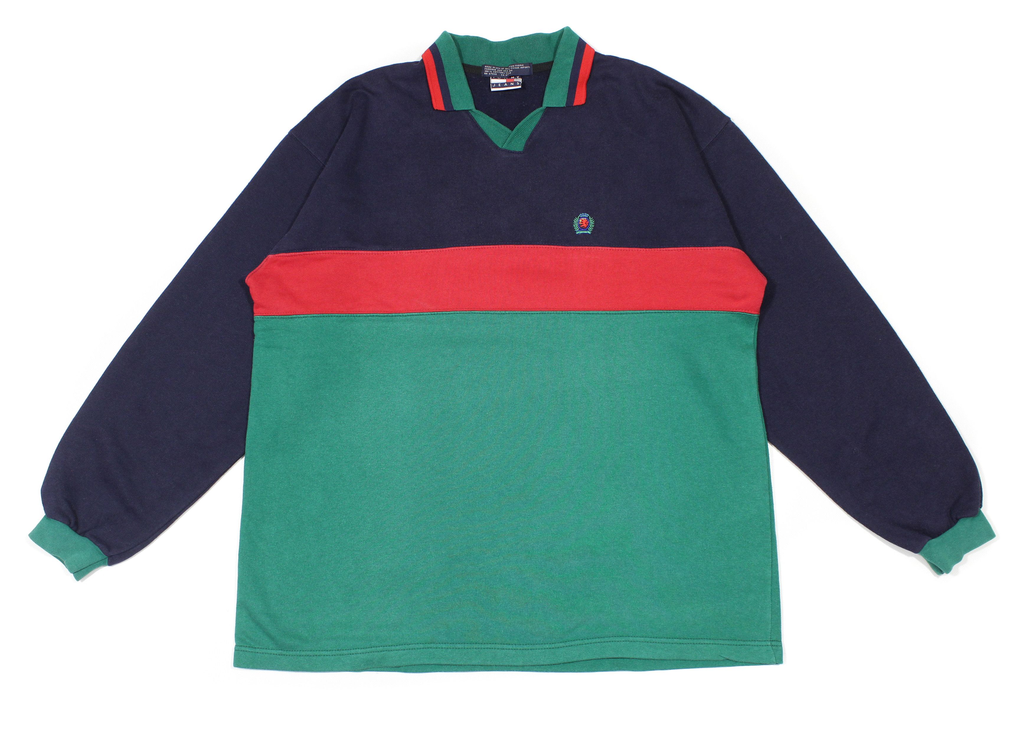 Tommy Hilfiger 90S Logo Rugby Sweatshirt Vintage Made in USA Size US XL / EU 56 / 4 - 1 Thumbnail