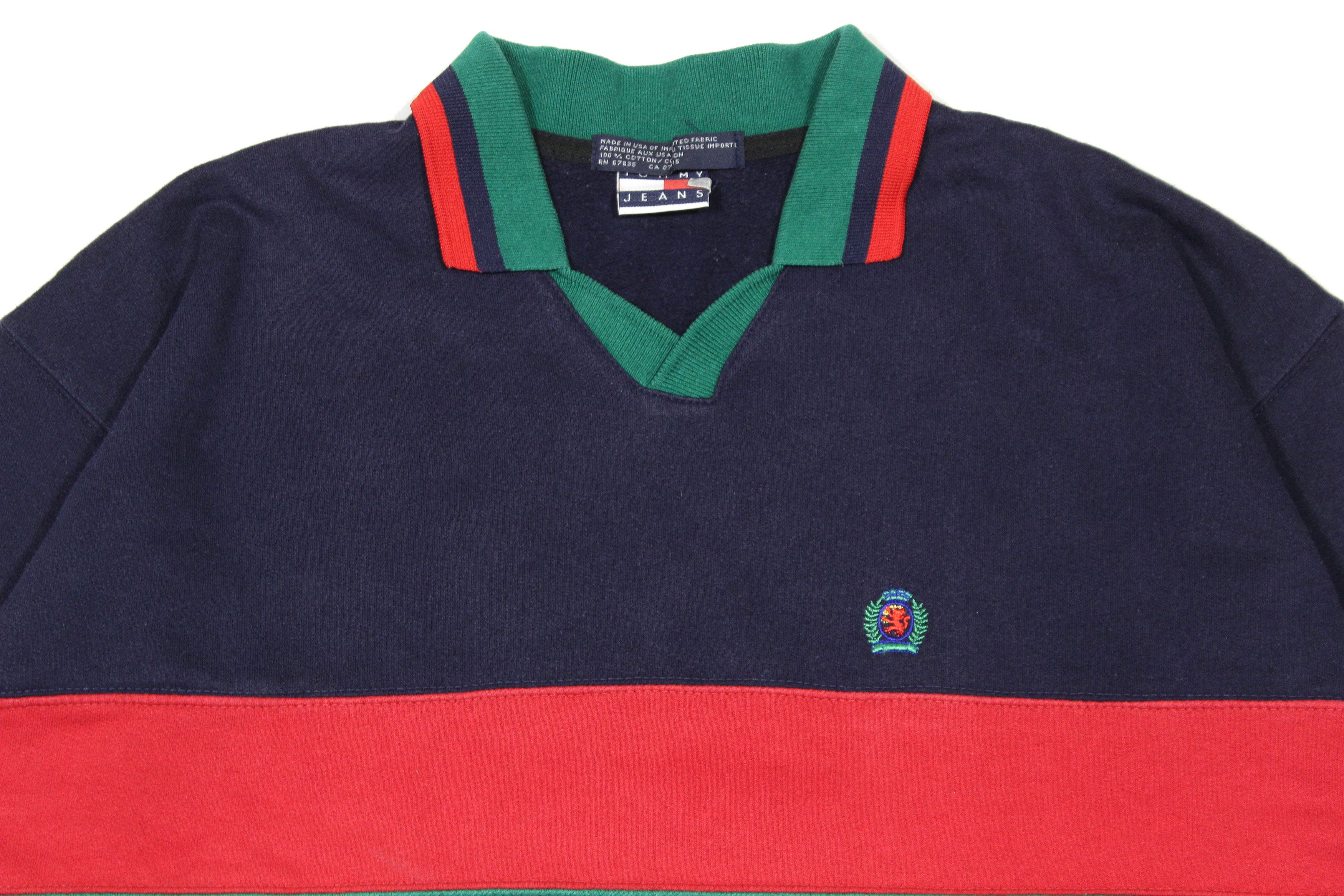 Tommy Hilfiger 90S Logo Rugby Sweatshirt Vintage Made in USA Size US XL / EU 56 / 4 - 3 Thumbnail
