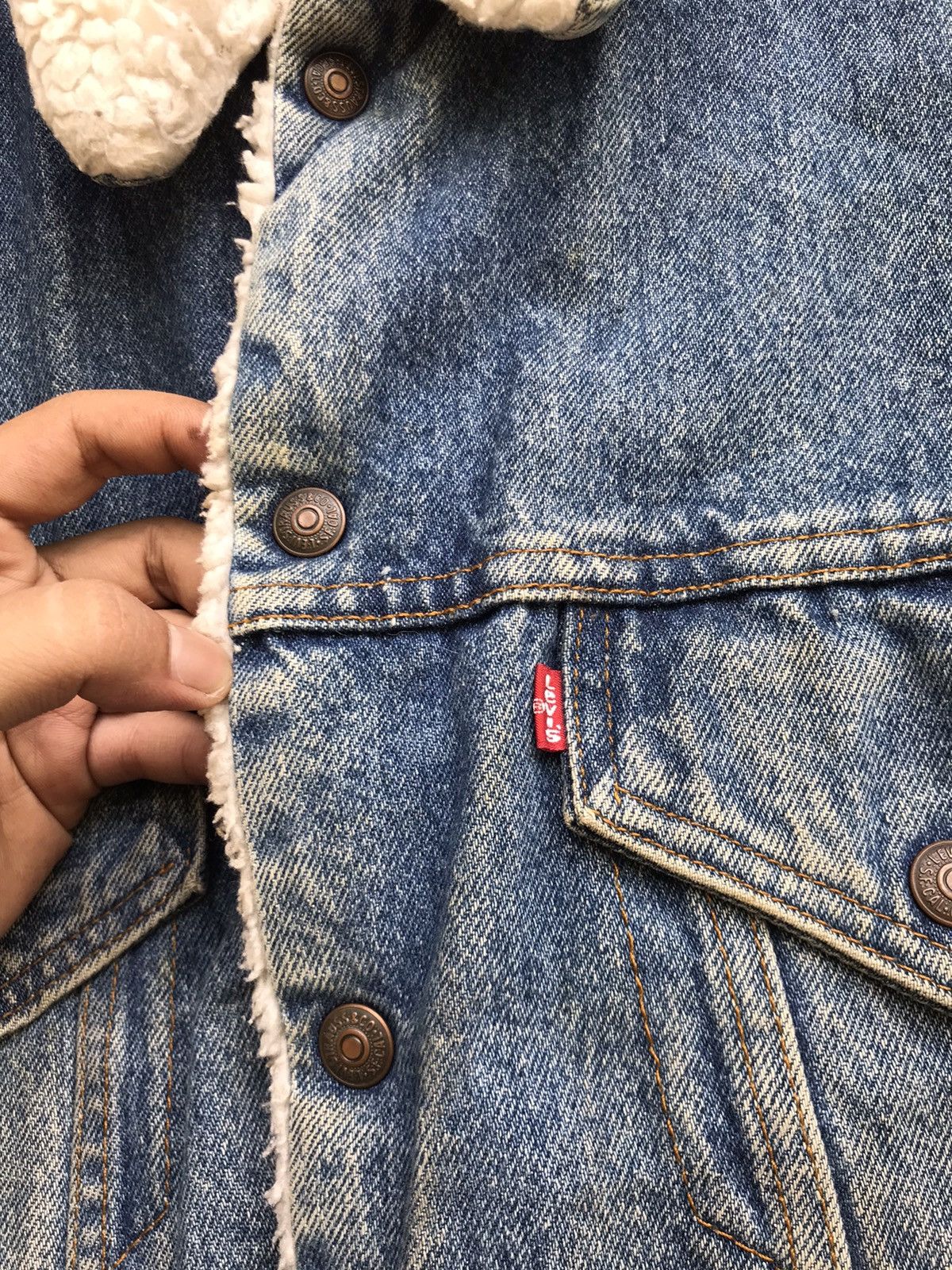 Levi's Vintage 80s Made in USA Levi’s Sherpa Western Trucker Denim Size US M / EU 48-50 / 2 - 6 Thumbnail