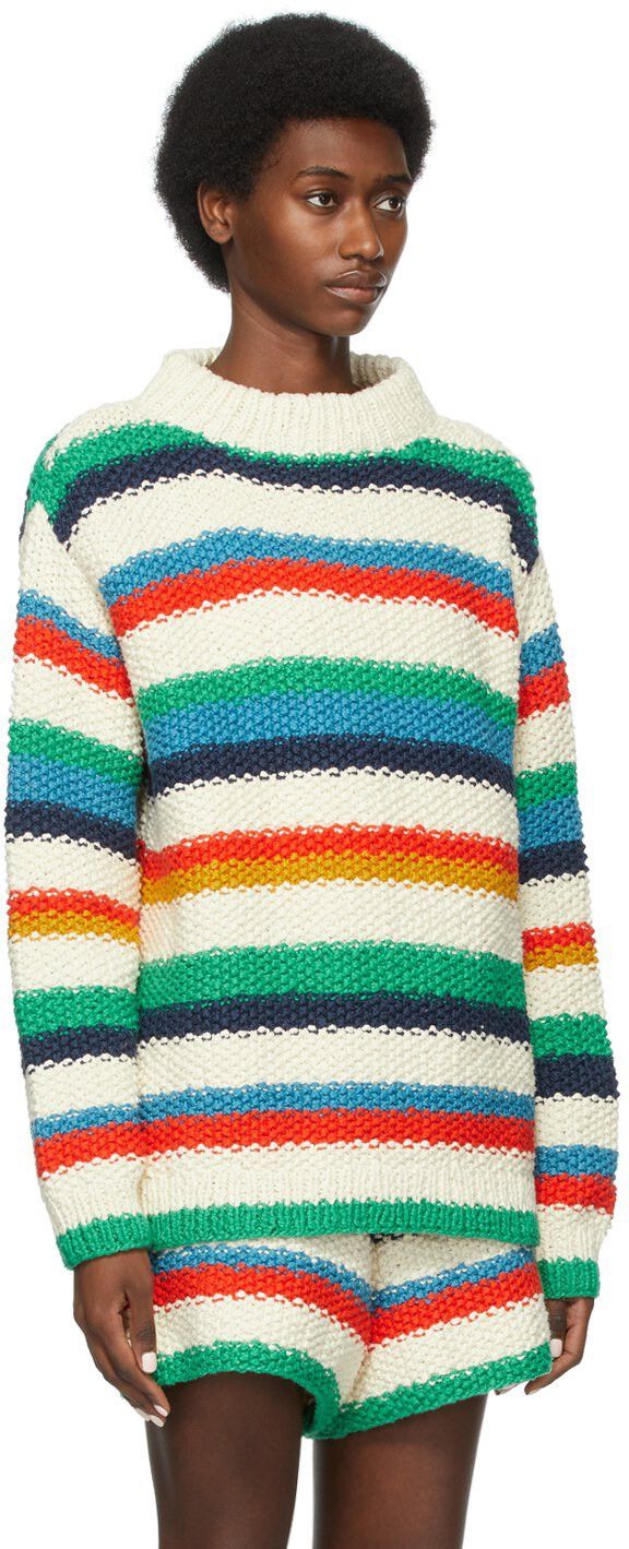 The Elder Statesman The Elder Statesman Off-White Varied Stripe Sweater Size US S / EU 44-46 / 1 - 7 Thumbnail