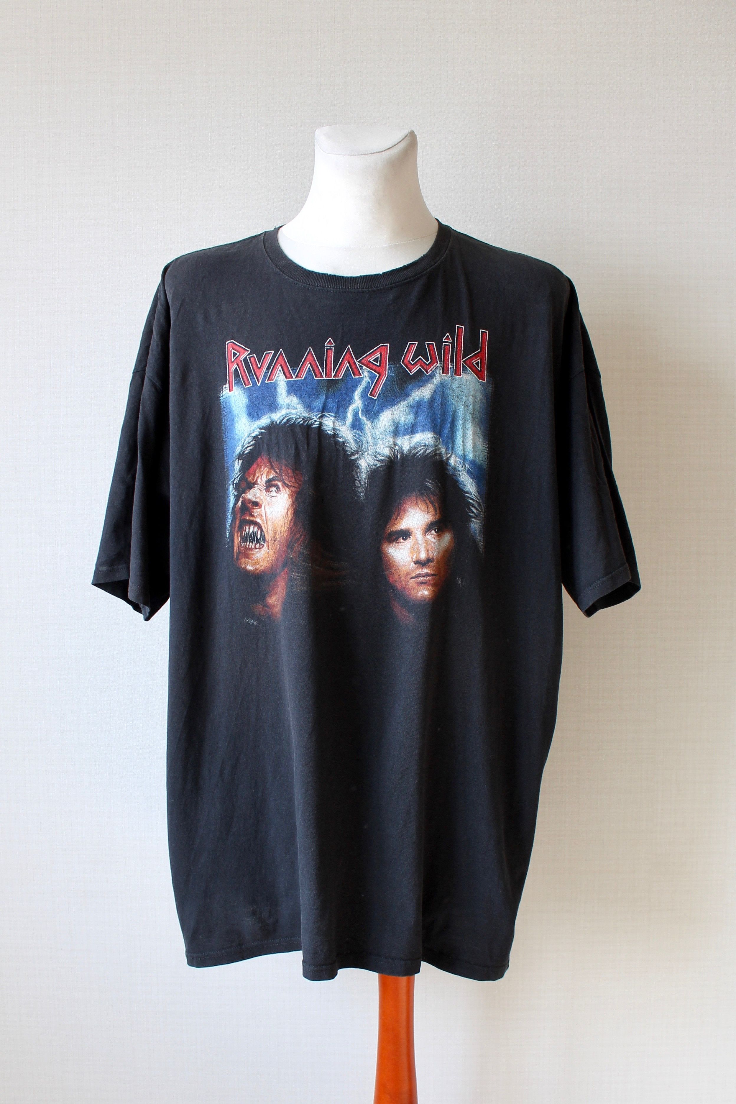 Band Tees 1990 Vintage! RUNNING WILD T-shirt Black Sun Faded Size US XXL / EU 58 / 5 - 1 Thumbnail