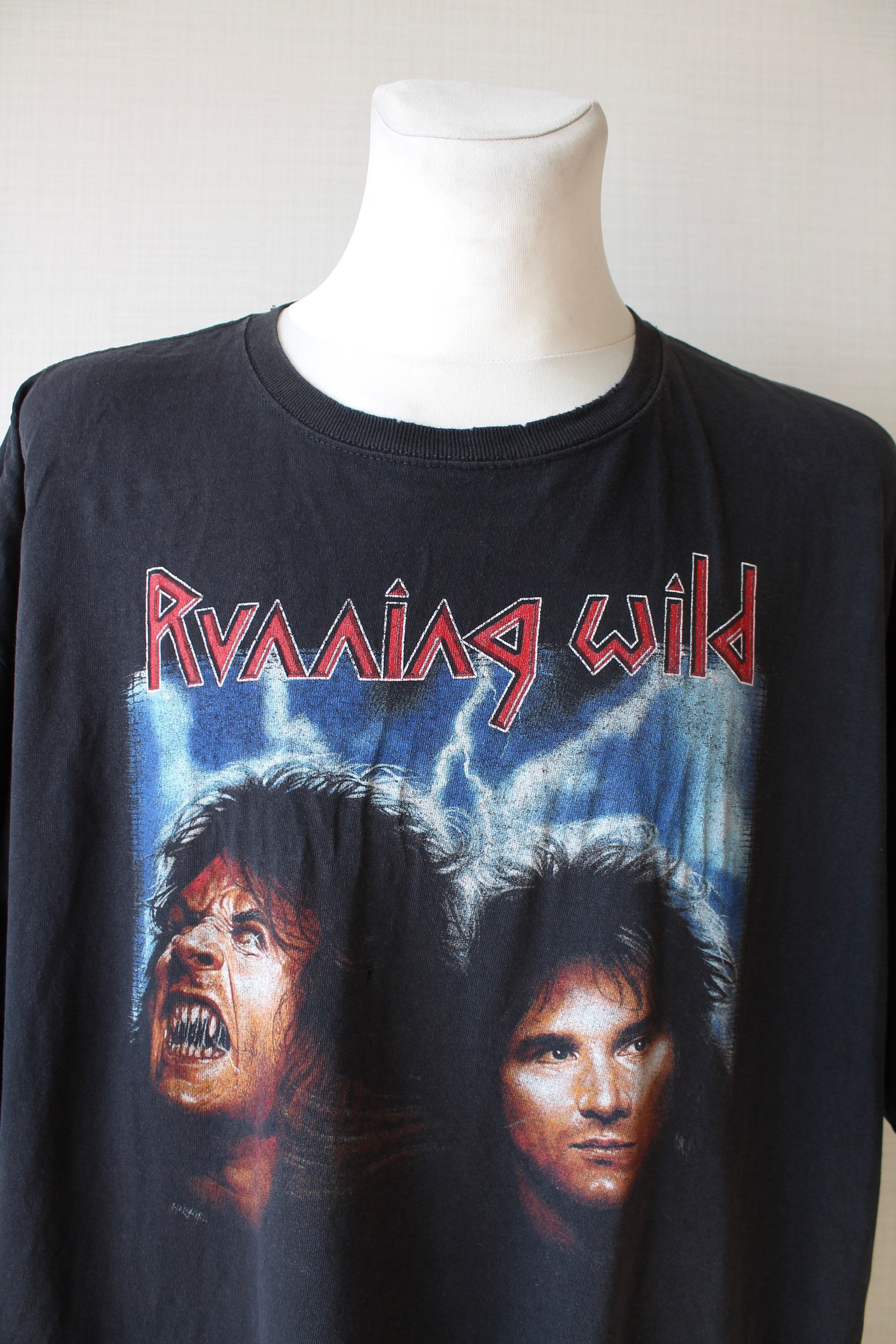 Band Tees 1990 Vintage! RUNNING WILD T-shirt Black Sun Faded Size US XXL / EU 58 / 5 - 5 Thumbnail