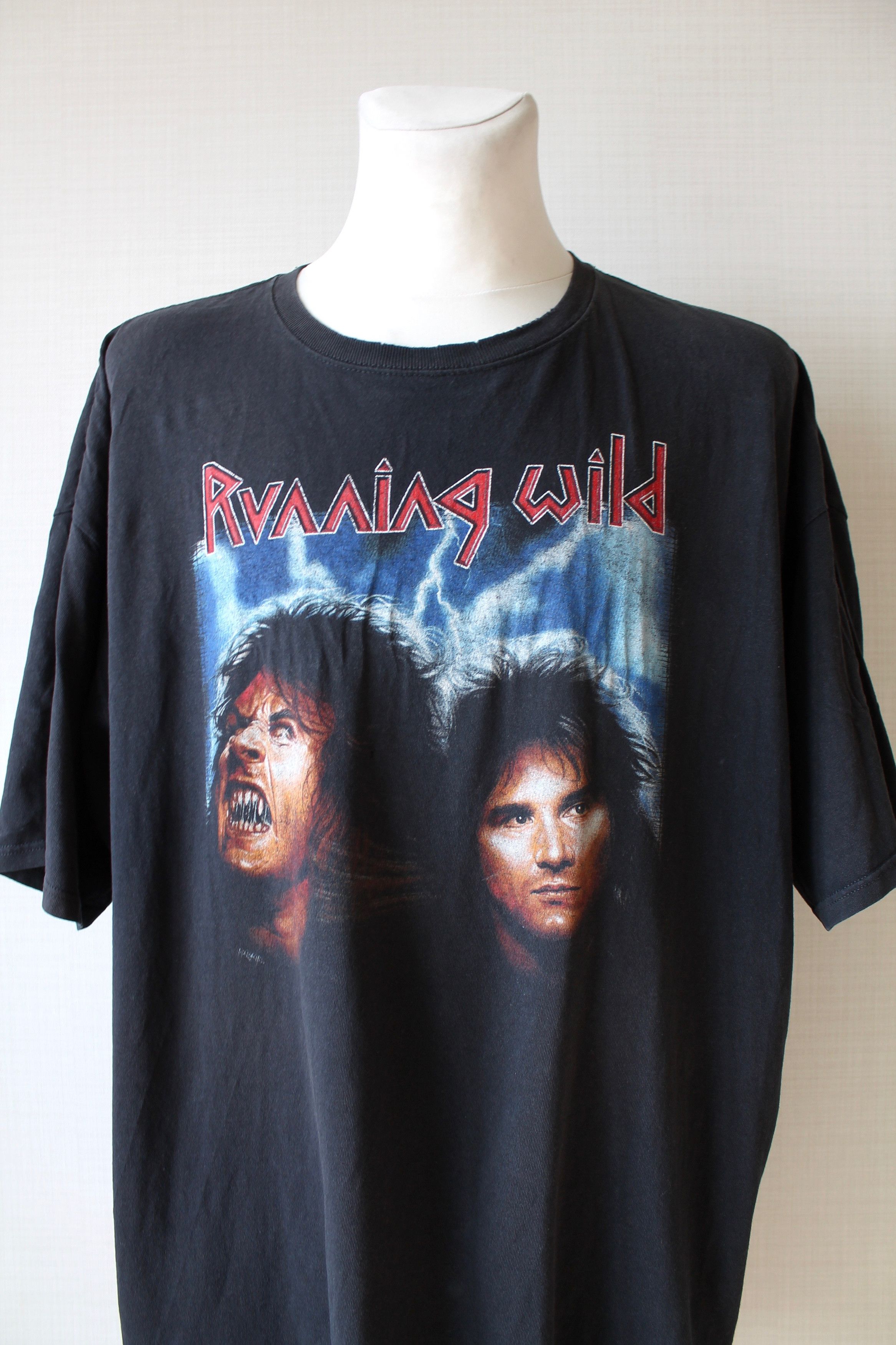 Band Tees 1990 Vintage! RUNNING WILD T-shirt Black Sun Faded Size US XXL / EU 58 / 5 - 2 Thumbnail