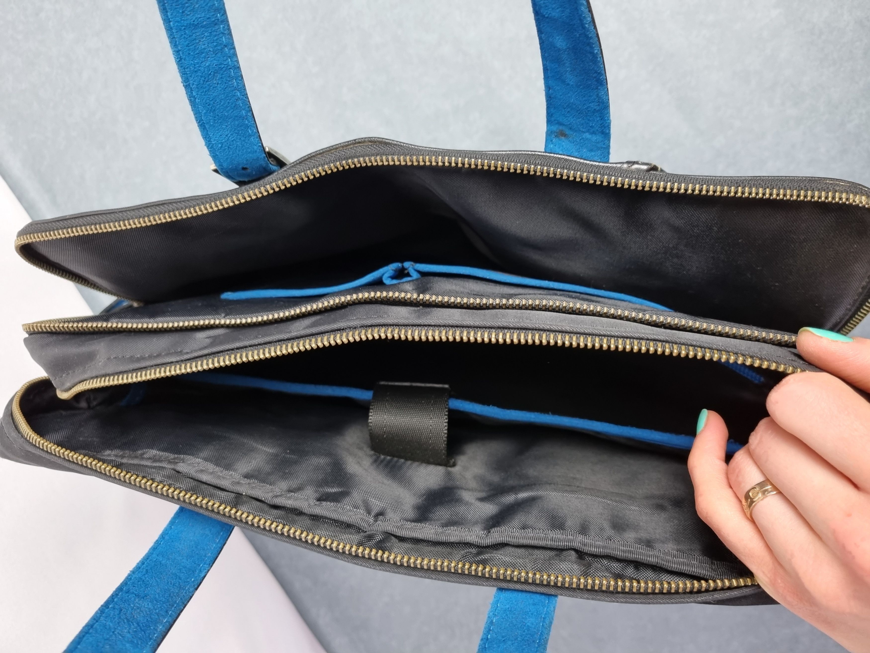 Lanvin Lanvin en blue leather utility laptop hand bag Size ONE SIZE - 6 Thumbnail