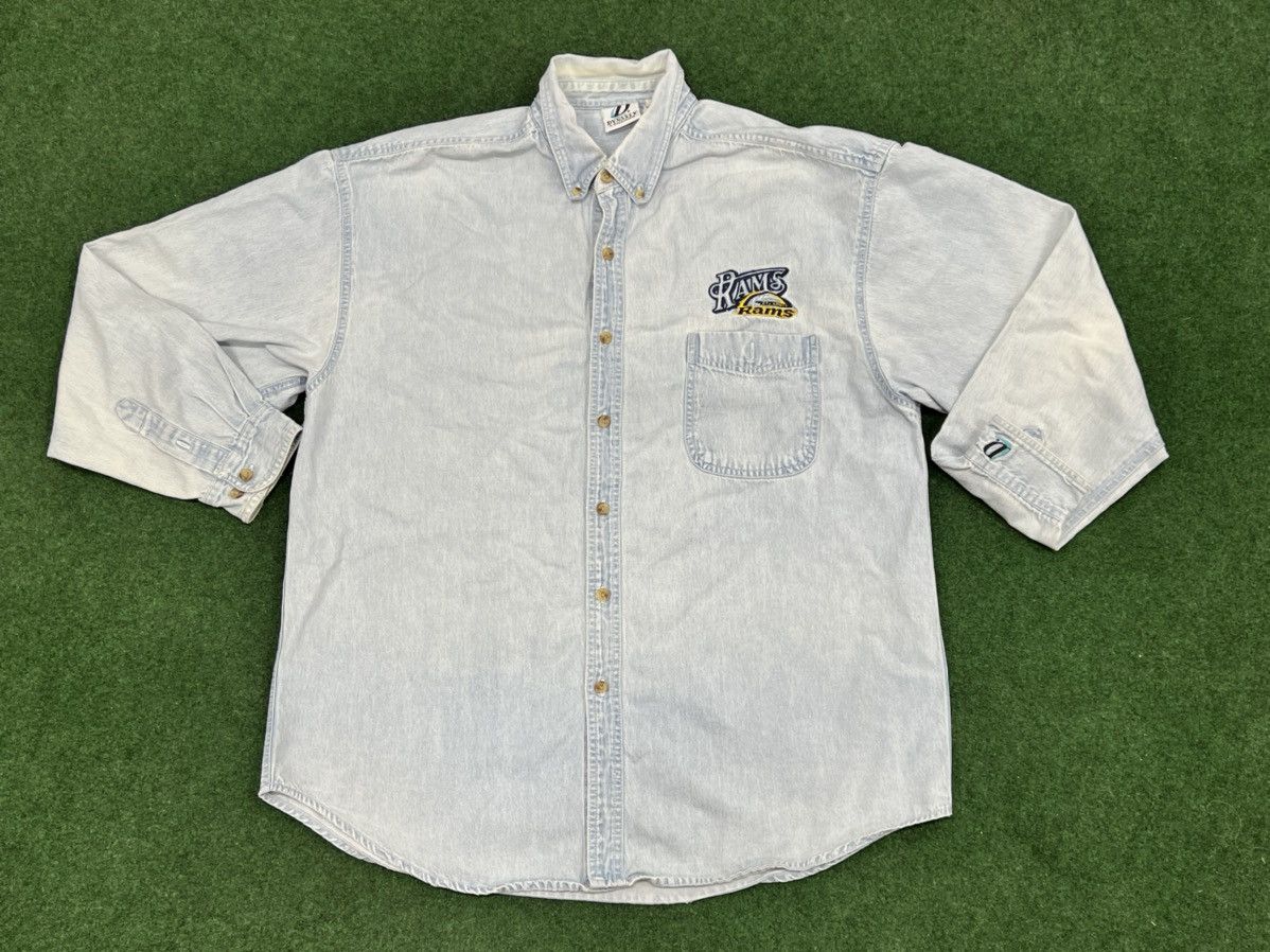 NFL Vintage 90s St Louis Rams Denim Button Up Shirt Size US XL / EU 56 / 4 - 1 Thumbnail