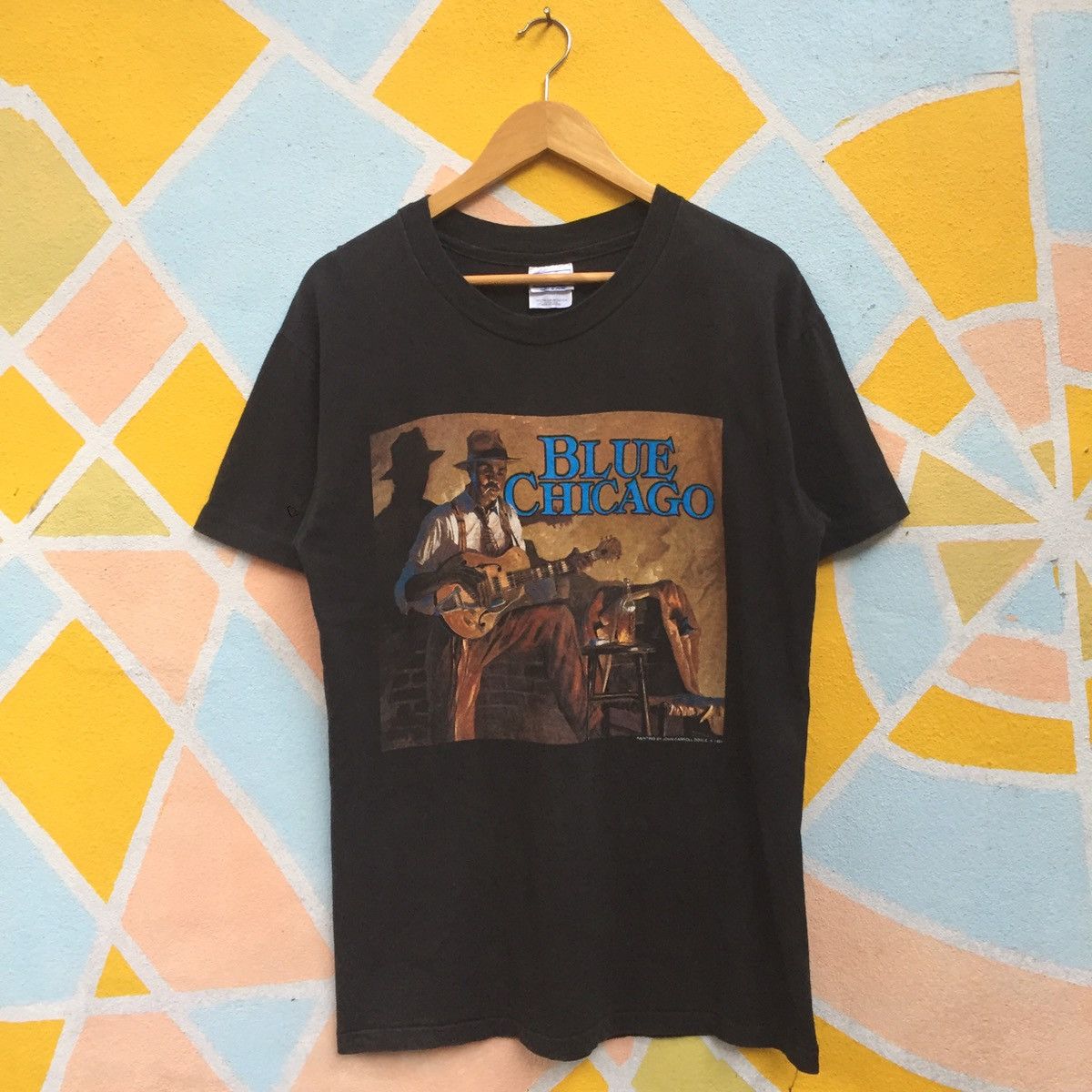 Band Tees × Hanes × Vintage Vintage 90s blue chicago tee Size US M / EU 48-50 / 2 - 1 Thumbnail