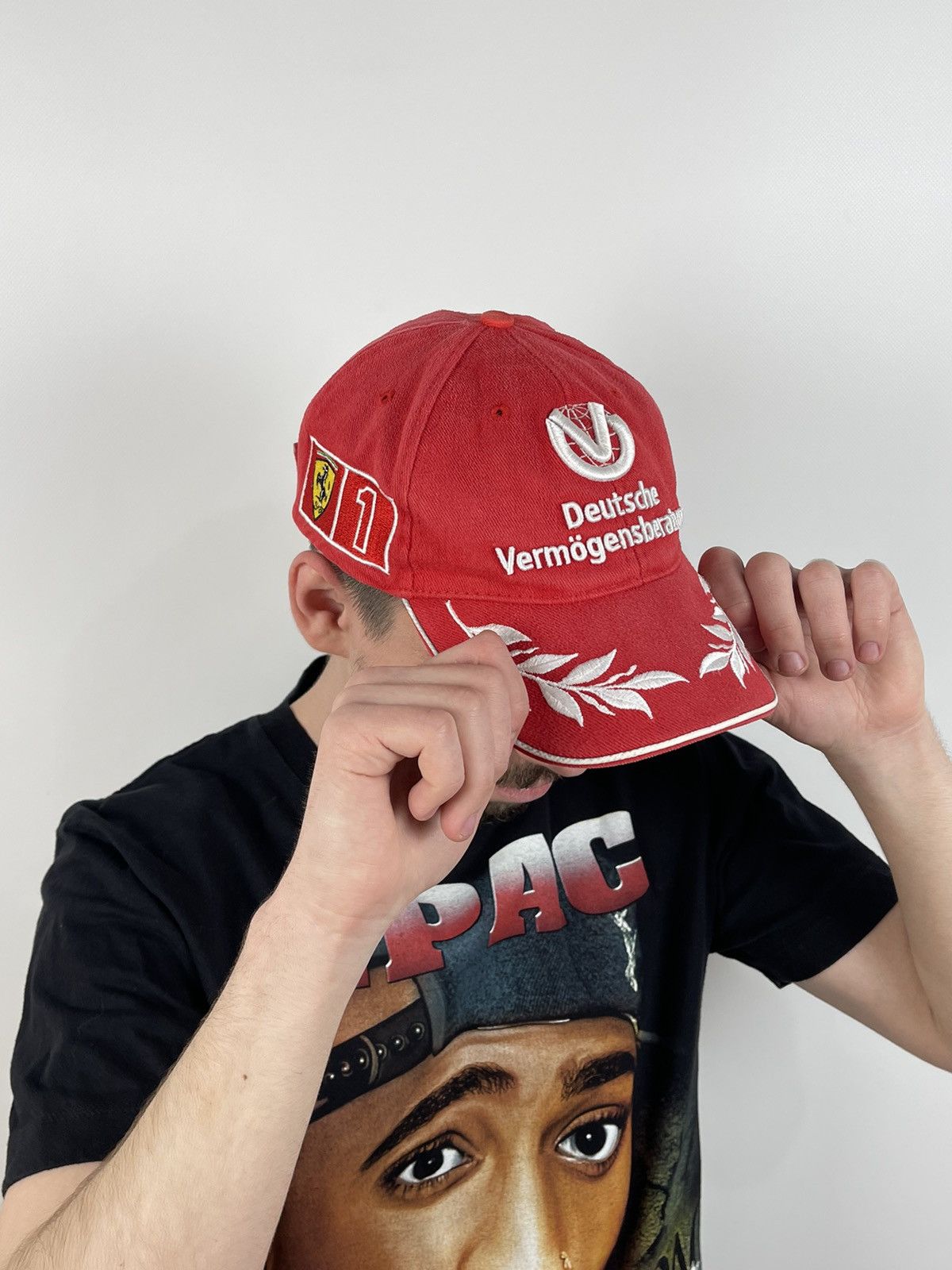 Ferrari 00s Vintage Ferrari F1 Michael Schumacher World Champion Cap Size ONE SIZE - 4 Thumbnail