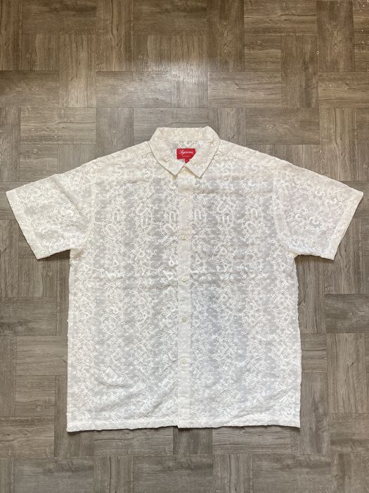 Supreme Supreme Chainstitch Chiffon S/S Shirt White Size Large