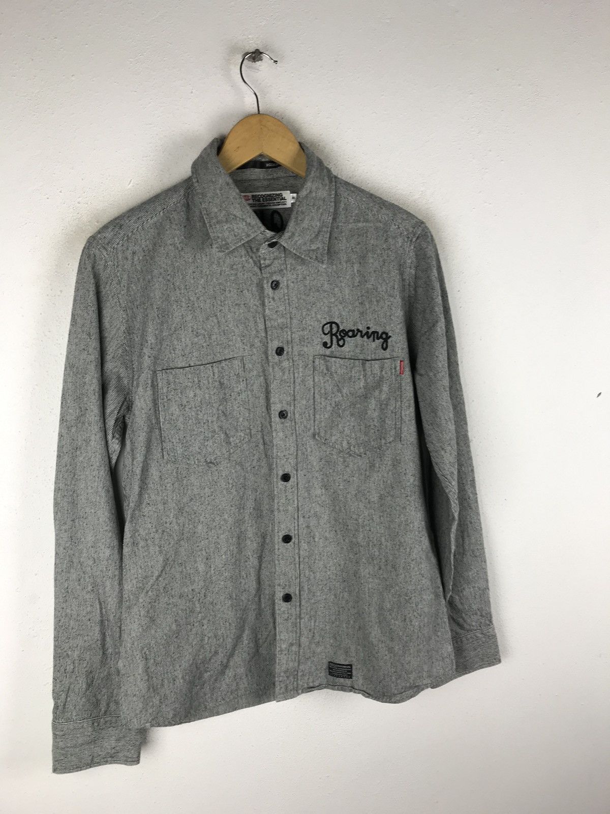 Japanese Brand Azul by Moussy Roaring Workwear Chambray Shirt Gray Size US M / EU 48-50 / 2 - 6 Thumbnail
