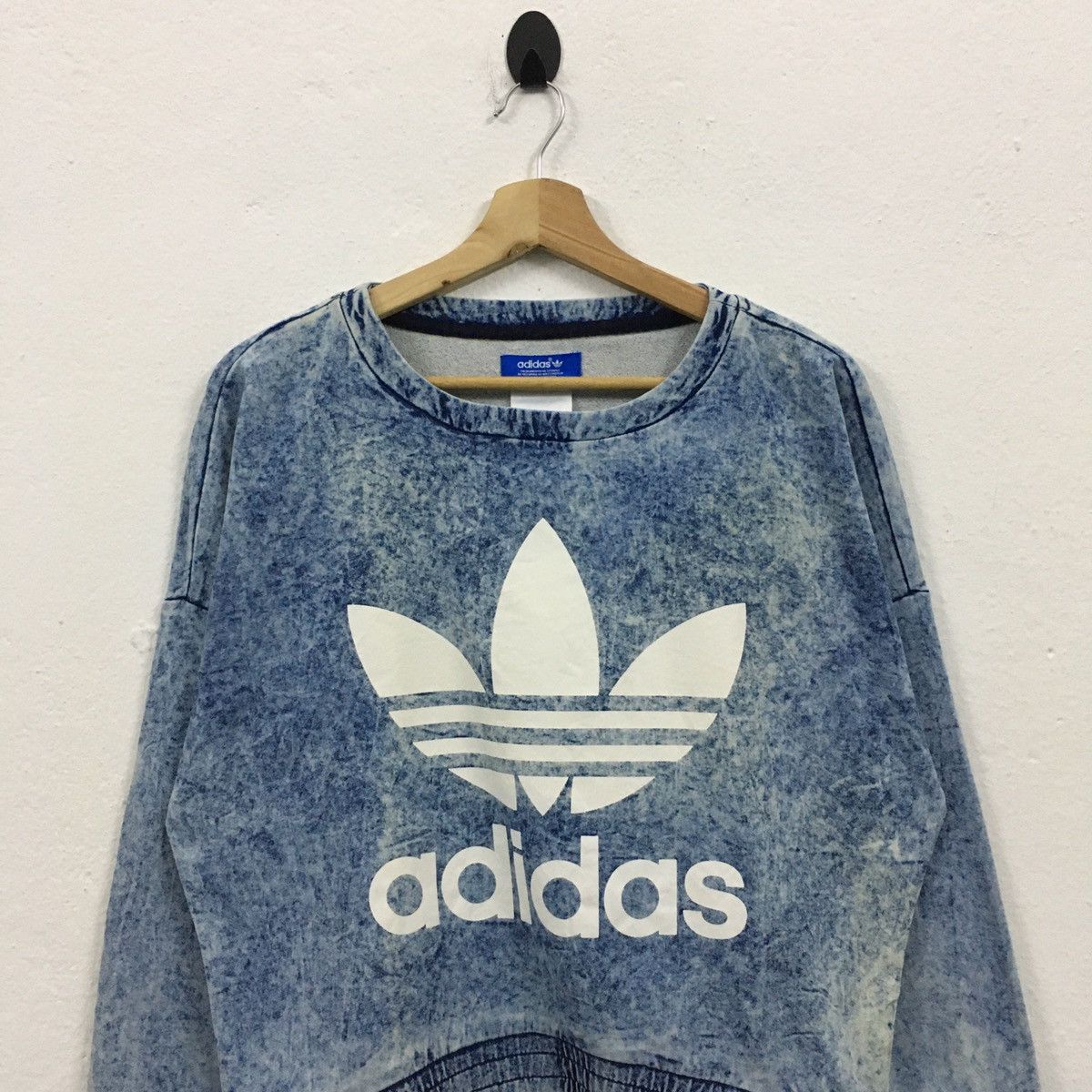 Rare Adidas Trefoil Indigo Crop Top Sweatshirt