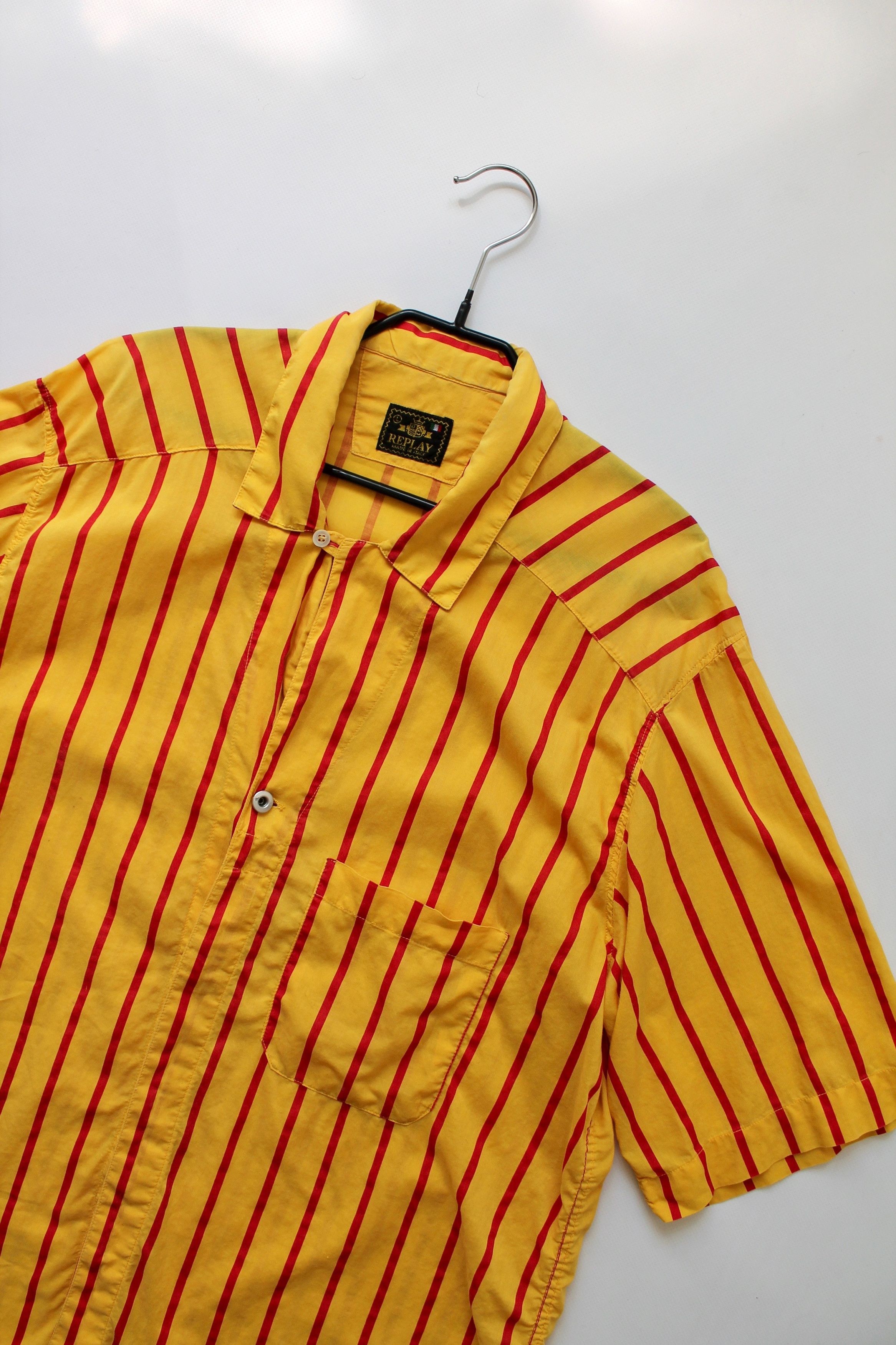 Replay VINTAGE REPLAY Striped Hawaiian Shirt Yellow Sz L Size US L / EU 52-54 / 3 - 15 Thumbnail