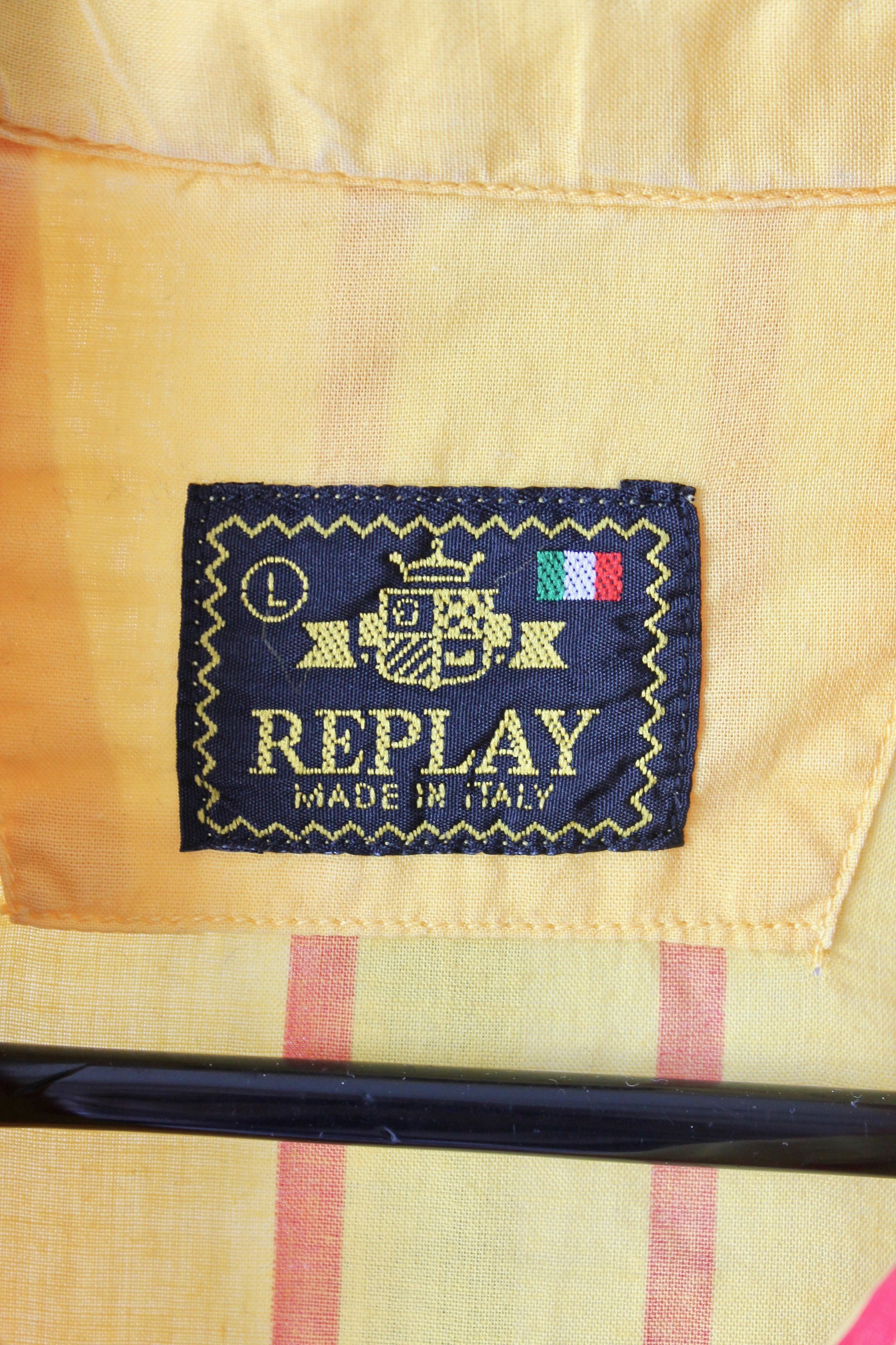 Replay VINTAGE REPLAY Striped Hawaiian Shirt Yellow Sz L Size US L / EU 52-54 / 3 - 11 Thumbnail