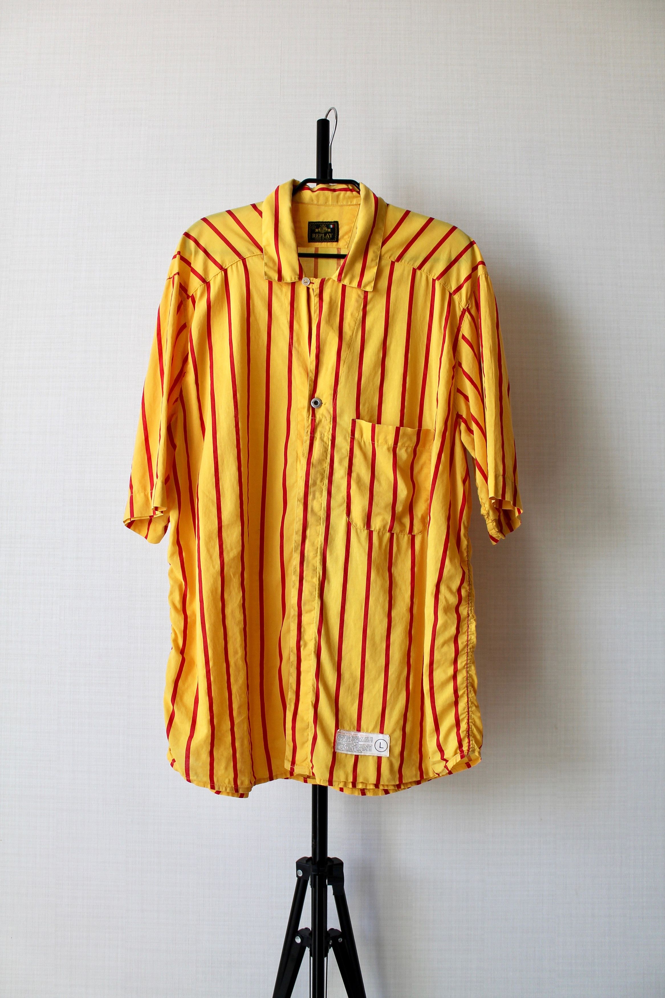 Replay VINTAGE REPLAY Striped Hawaiian Shirt Yellow Sz L Size US L / EU 52-54 / 3 - 2 Thumbnail