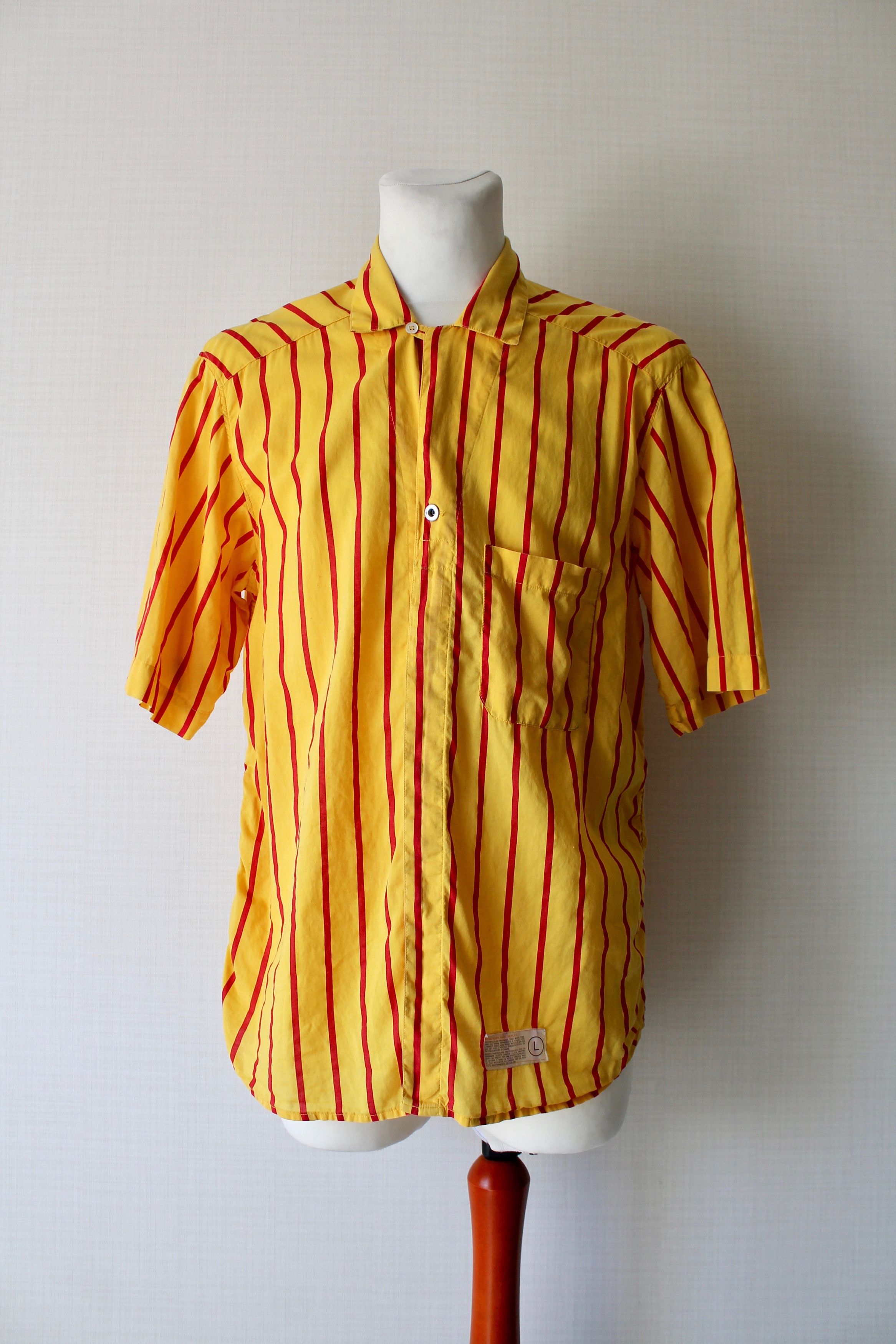 Replay VINTAGE REPLAY Striped Hawaiian Shirt Yellow Sz L Size US L / EU 52-54 / 3 - 6 Thumbnail