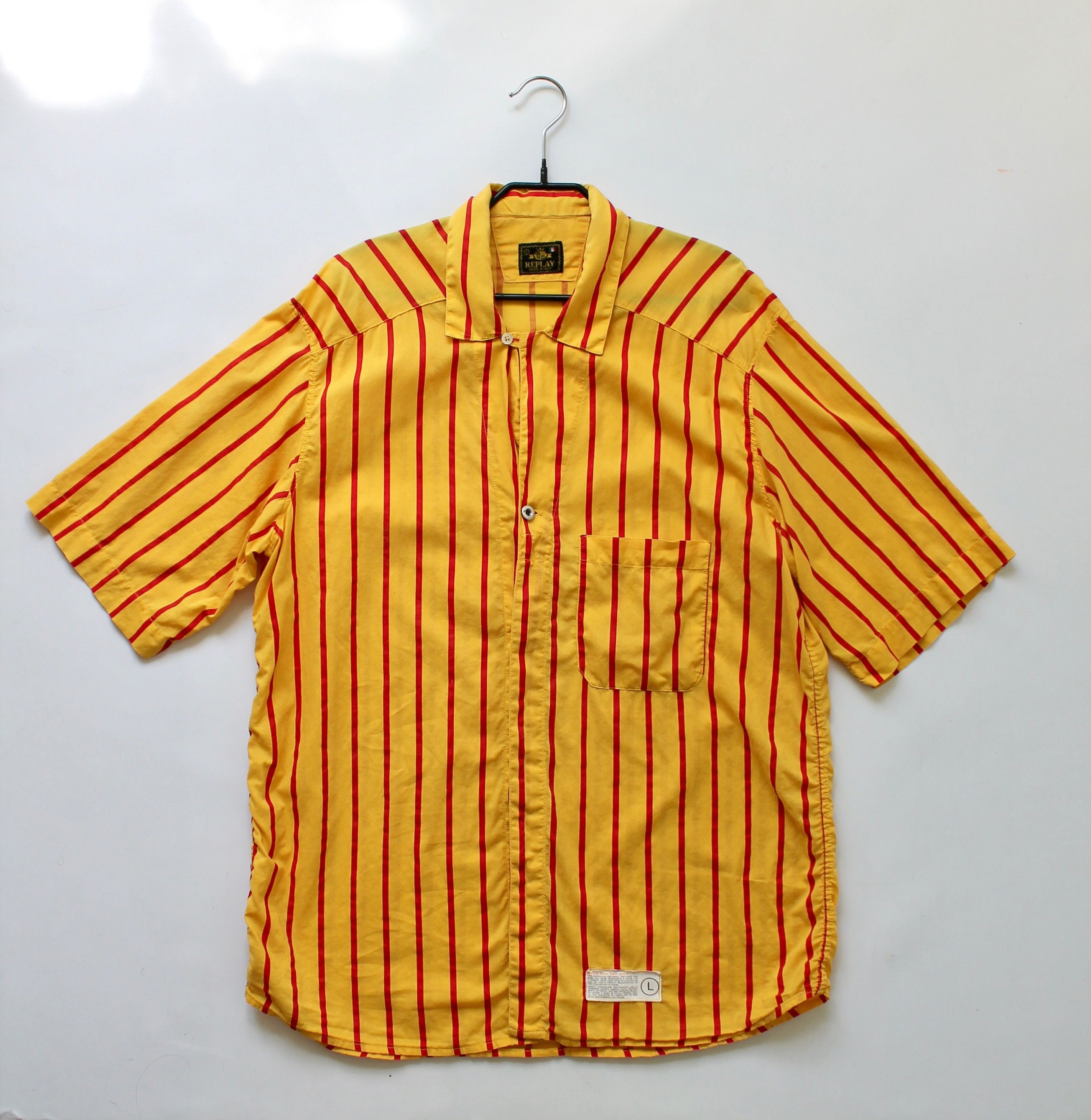 Replay VINTAGE REPLAY Striped Hawaiian Shirt Yellow Sz L Size US L / EU 52-54 / 3 - 3 Thumbnail