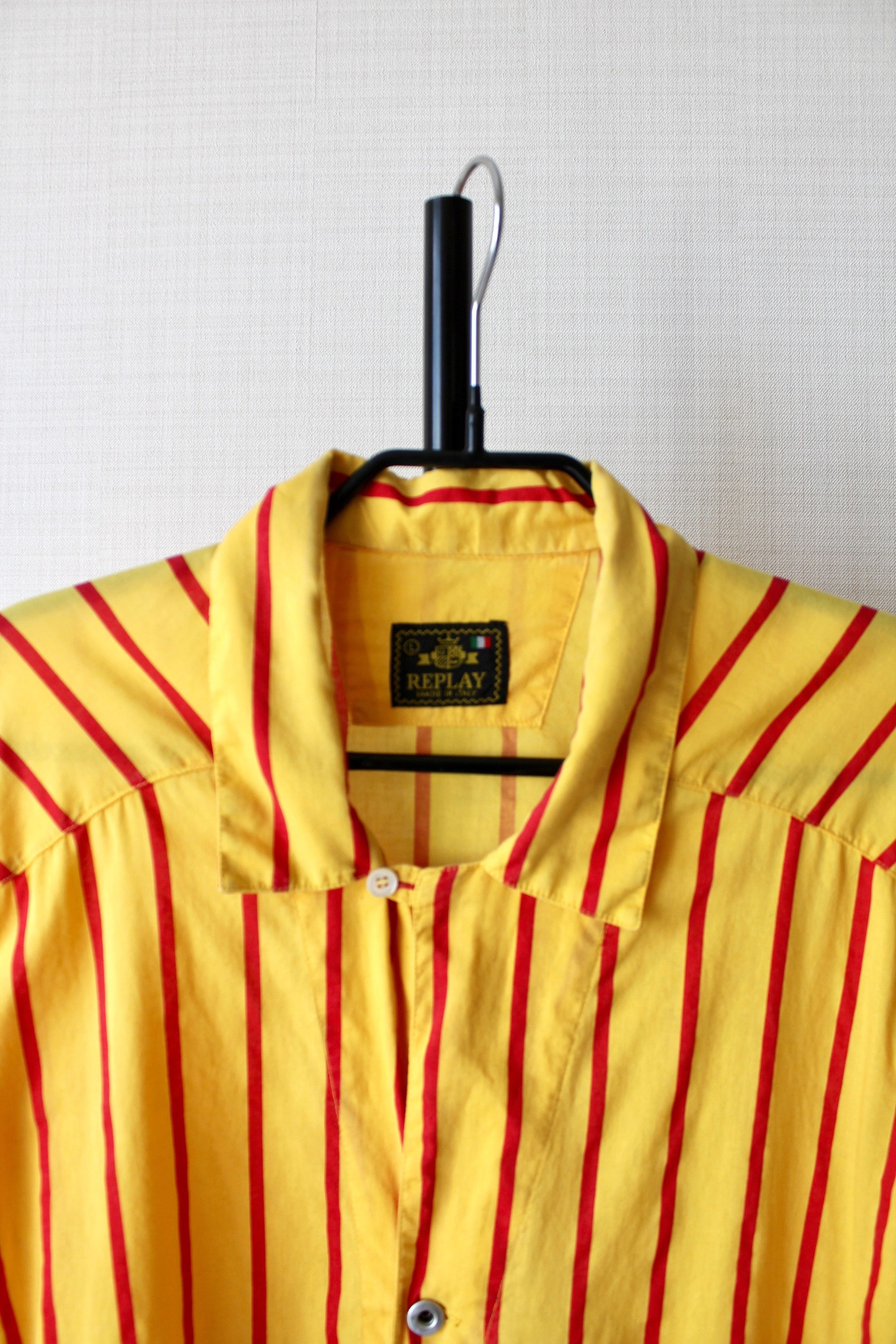 Replay VINTAGE REPLAY Striped Hawaiian Shirt Yellow Sz L Size US L / EU 52-54 / 3 - 10 Thumbnail