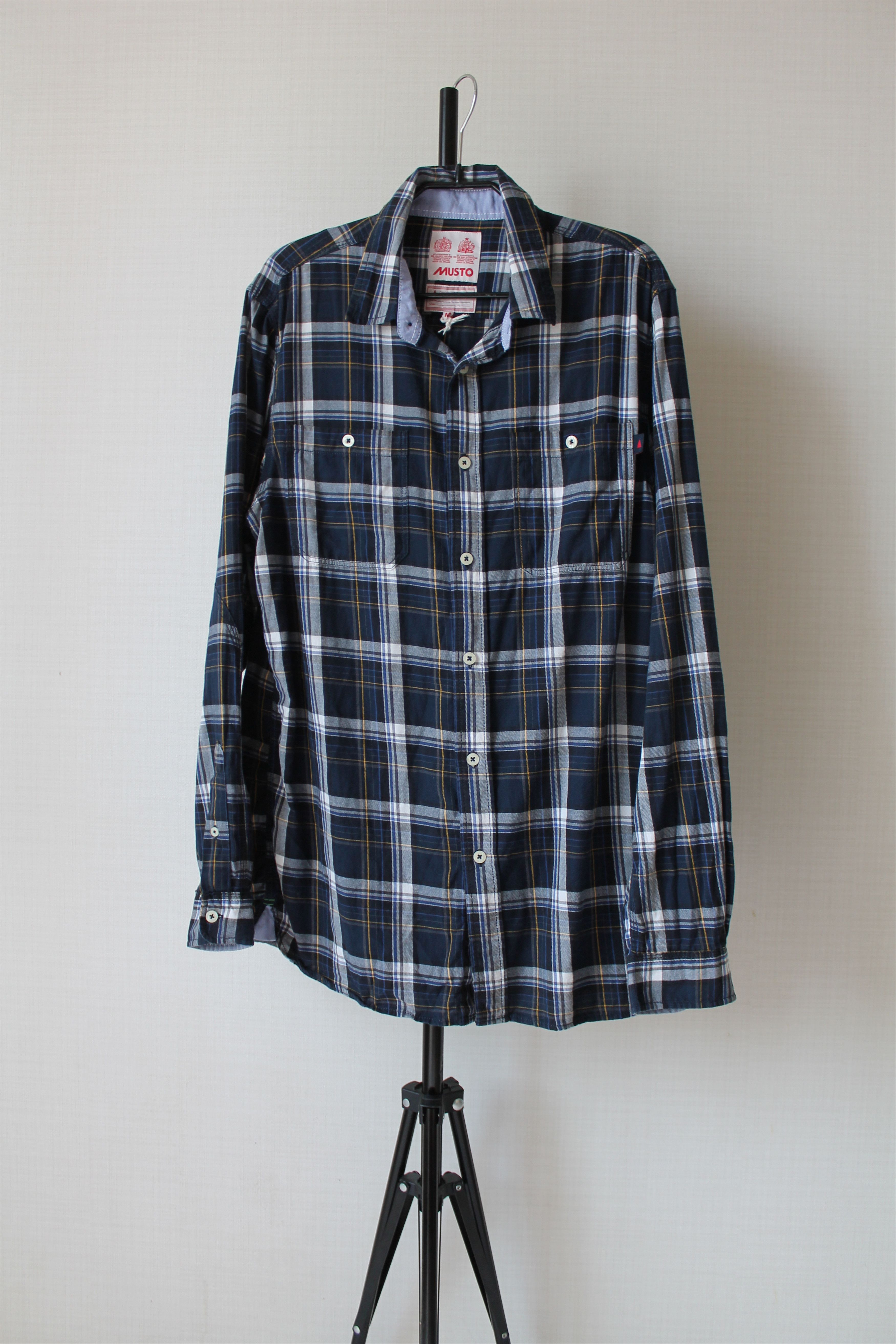 Flannel MUSTO flannel plaid Shirt Navy Blue Size M Size US M / EU 48-50 / 2 - 10 Thumbnail