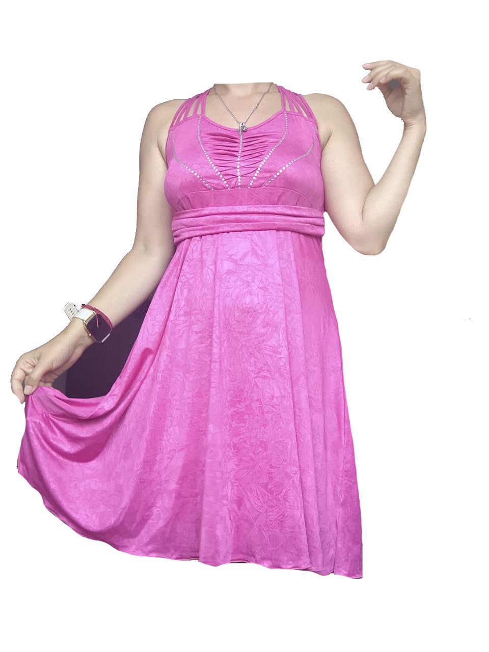Other Barbiecore pink mini dress sz S high waist with rhinestone Size S / US 4 / IT 40 - 3 Thumbnail