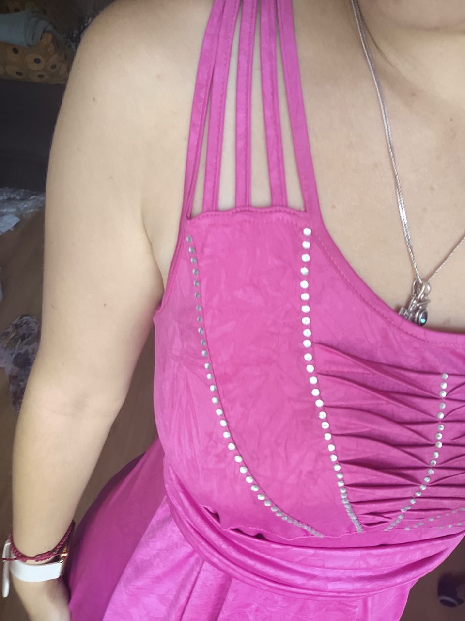 Other Barbiecore pink mini dress sz S high waist with rhinestone Size S / US 4 / IT 40 - 5 Thumbnail
