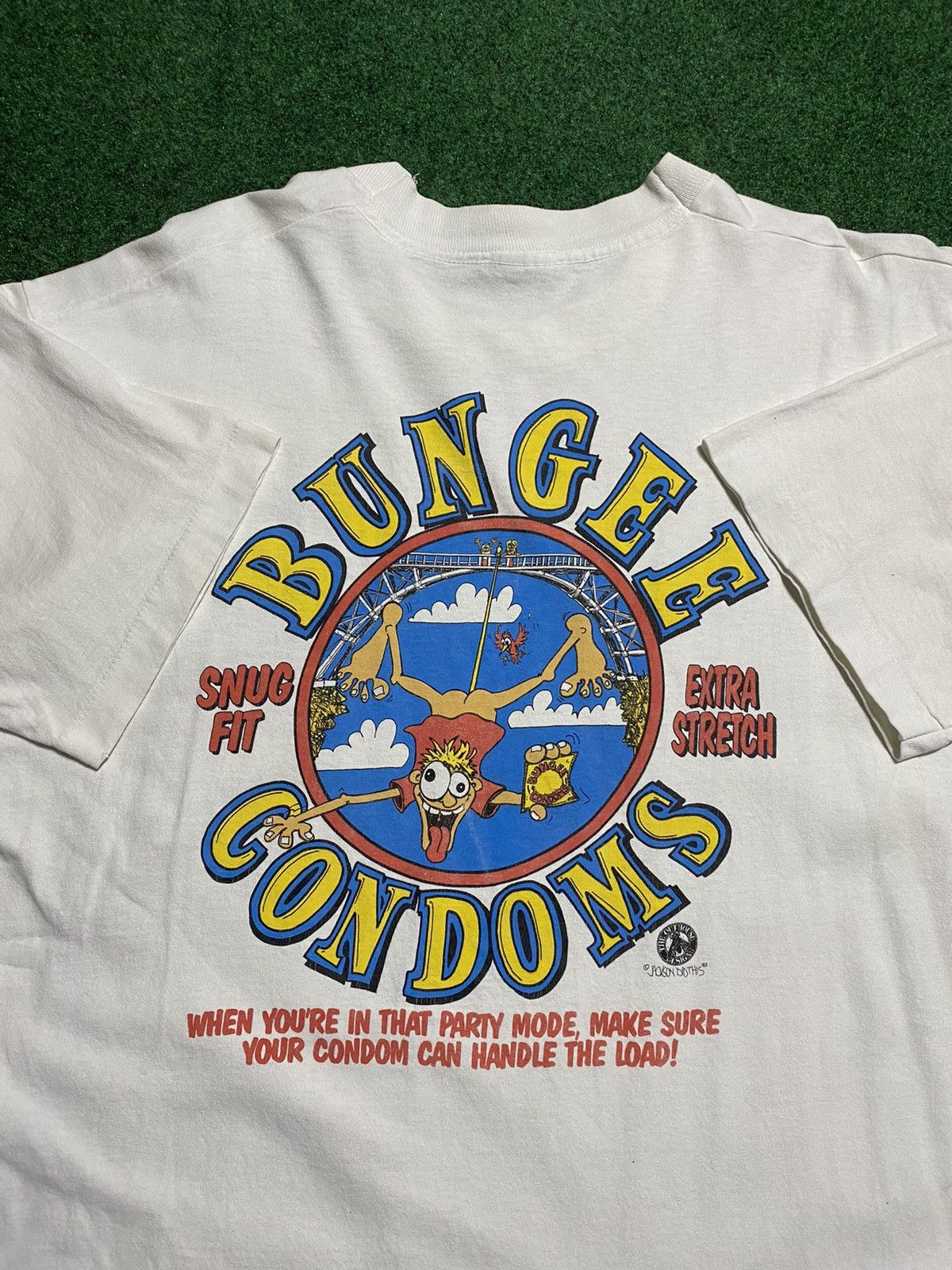 Vintage Bungee Condoms Sex 90s Parody Joke Graphic Tee Shirt