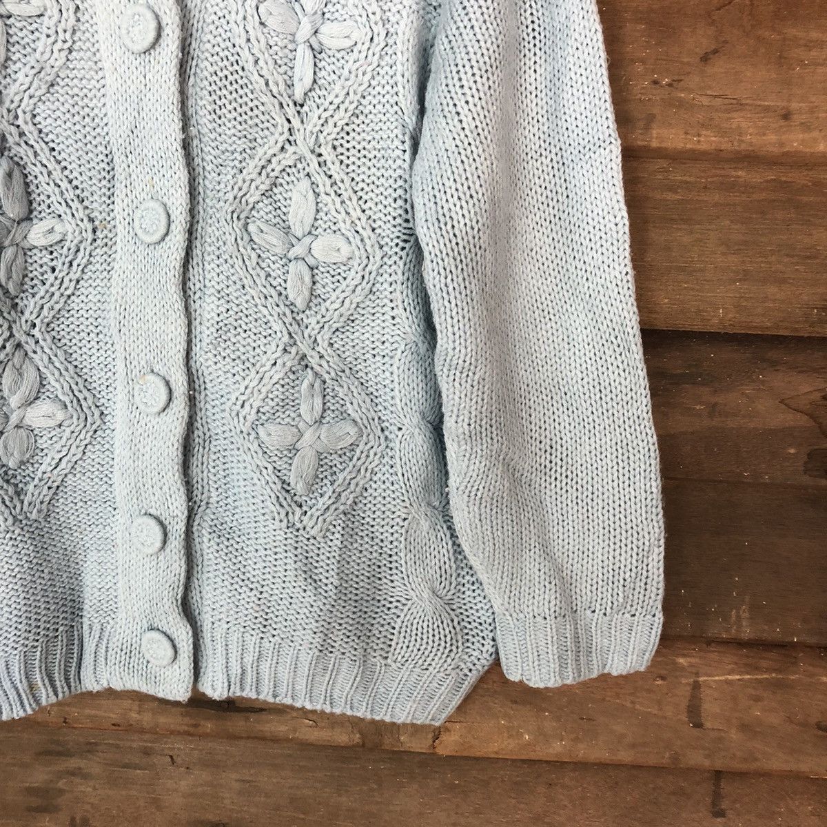 Aran Isles Knitwear Blue Patterned Cardigans aran isle knitwear #H080 Size US M / EU 48-50 / 2 - 5 Thumbnail