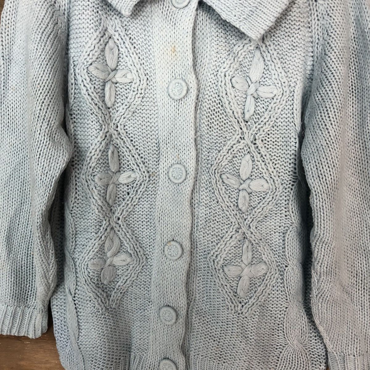 Aran Isles Knitwear Blue Patterned Cardigans aran isle knitwear #H080 Size US M / EU 48-50 / 2 - 7 Thumbnail