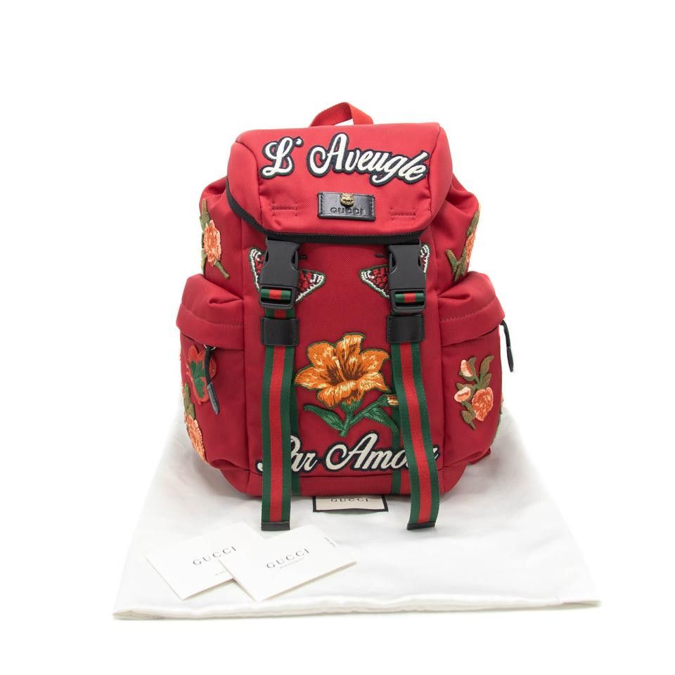 Red Floral Embroidered Back Pack