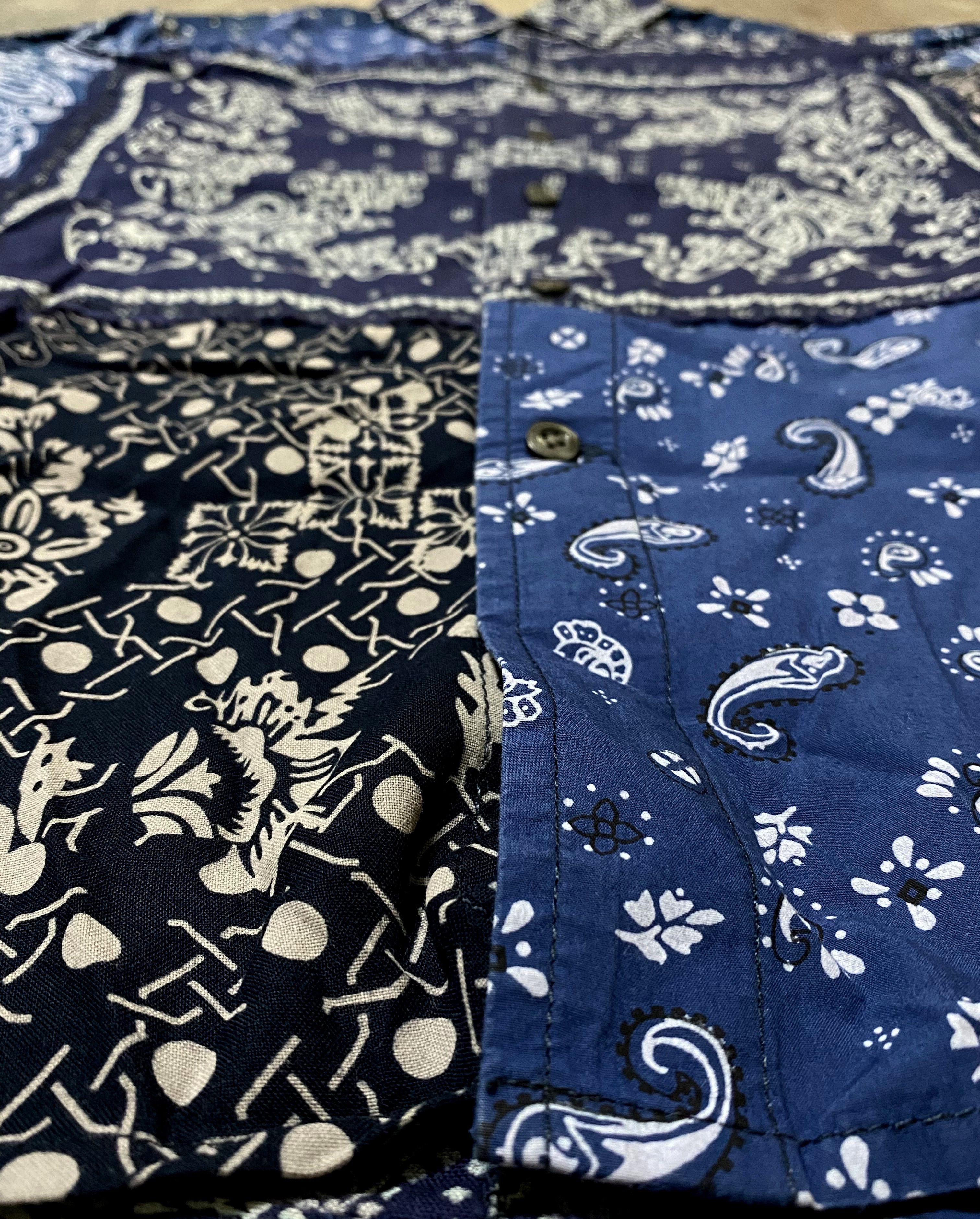 Diesel Black Gold Diesel Artisanal Mith Blue Bandana Printed Patchwork Shirt Size US XL / EU 56 / 4 - 6 Thumbnail
