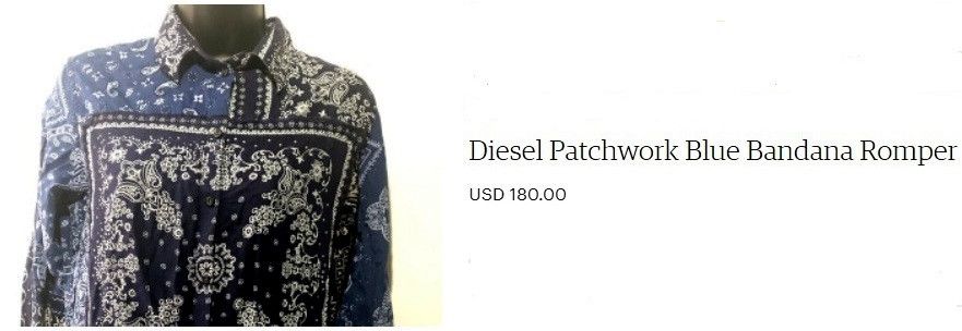 Diesel Black Gold Diesel Artisanal Mith Blue Bandana Printed Patchwork Shirt Size US XL / EU 56 / 4 - 14 Thumbnail