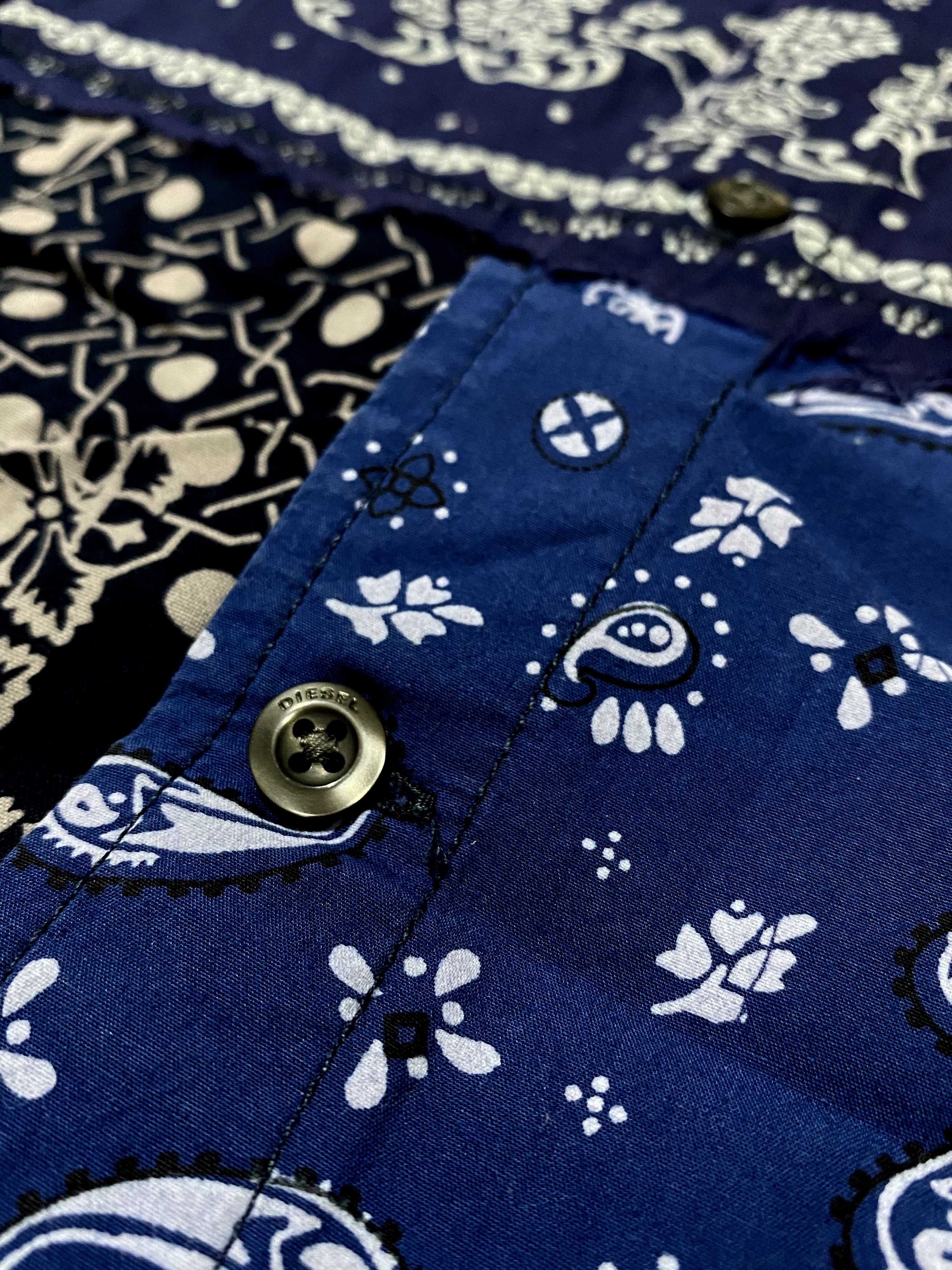 Diesel Black Gold Diesel Artisanal Mith Blue Bandana Printed Patchwork Shirt Size US XL / EU 56 / 4 - 12 Thumbnail