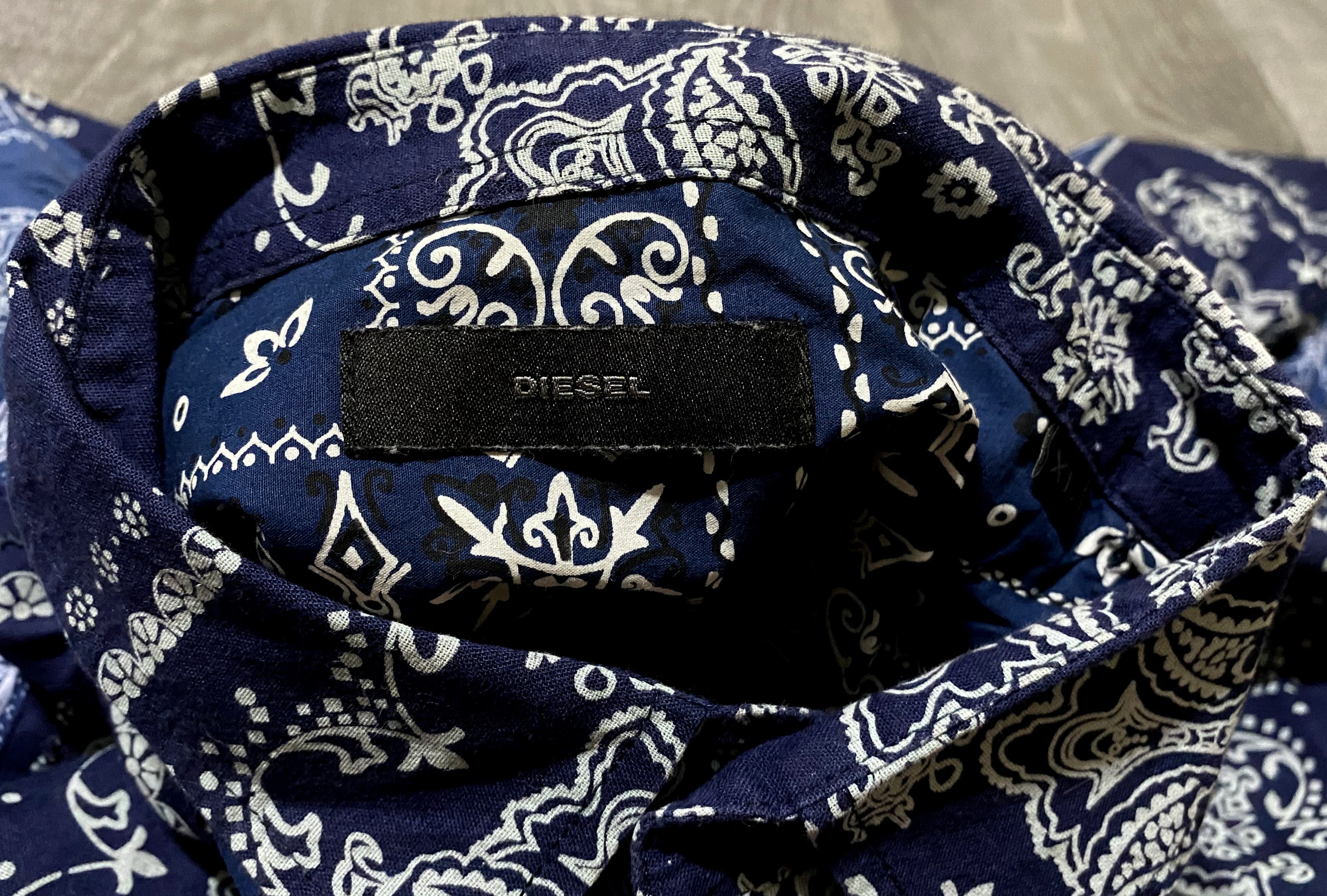 Diesel Black Gold Diesel Artisanal Mith Blue Bandana Printed Patchwork Shirt Size US XL / EU 56 / 4 - 9 Thumbnail