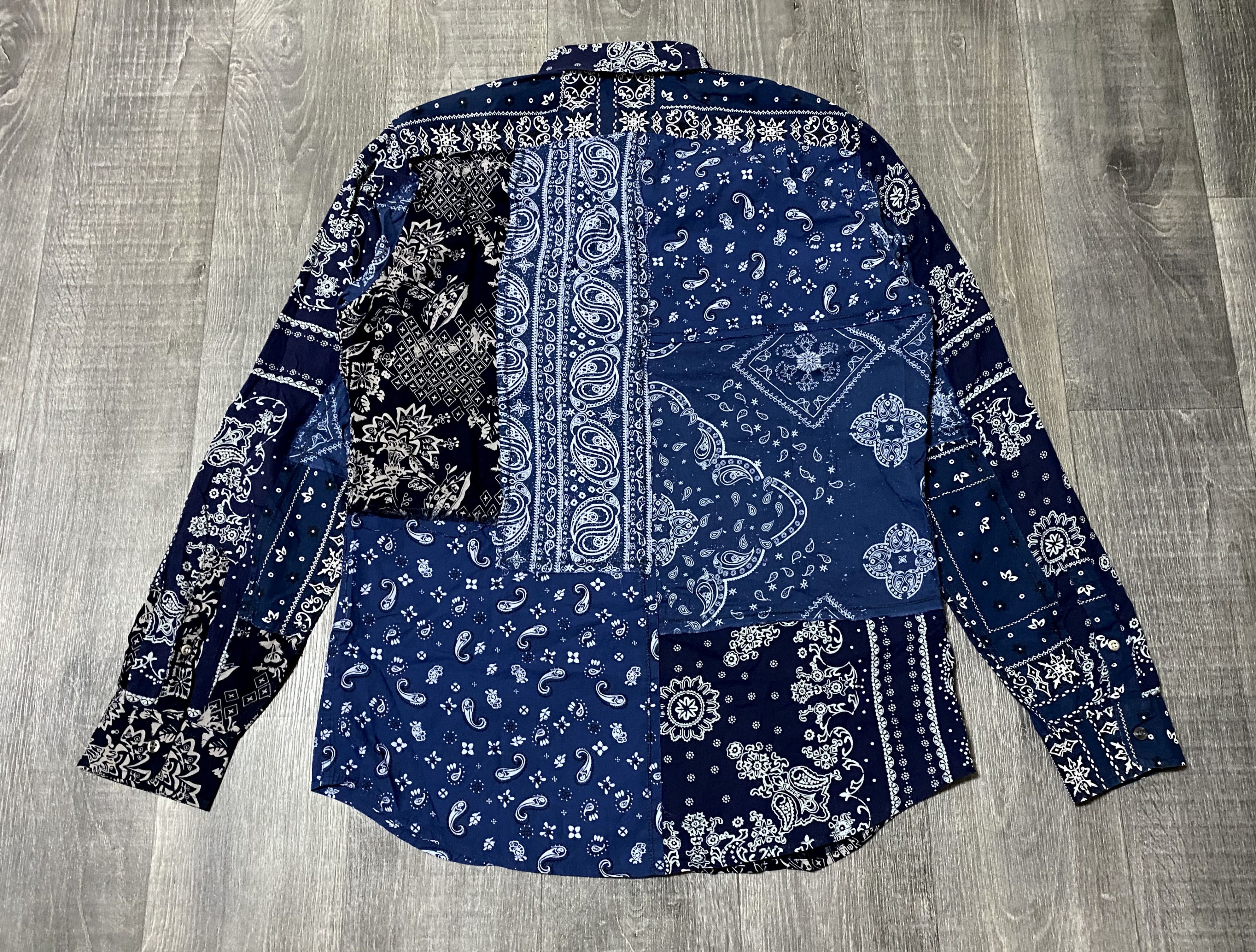 Diesel Black Gold Diesel Artisanal Mith Blue Bandana Printed Patchwork Shirt Size US XL / EU 56 / 4 - 4 Thumbnail