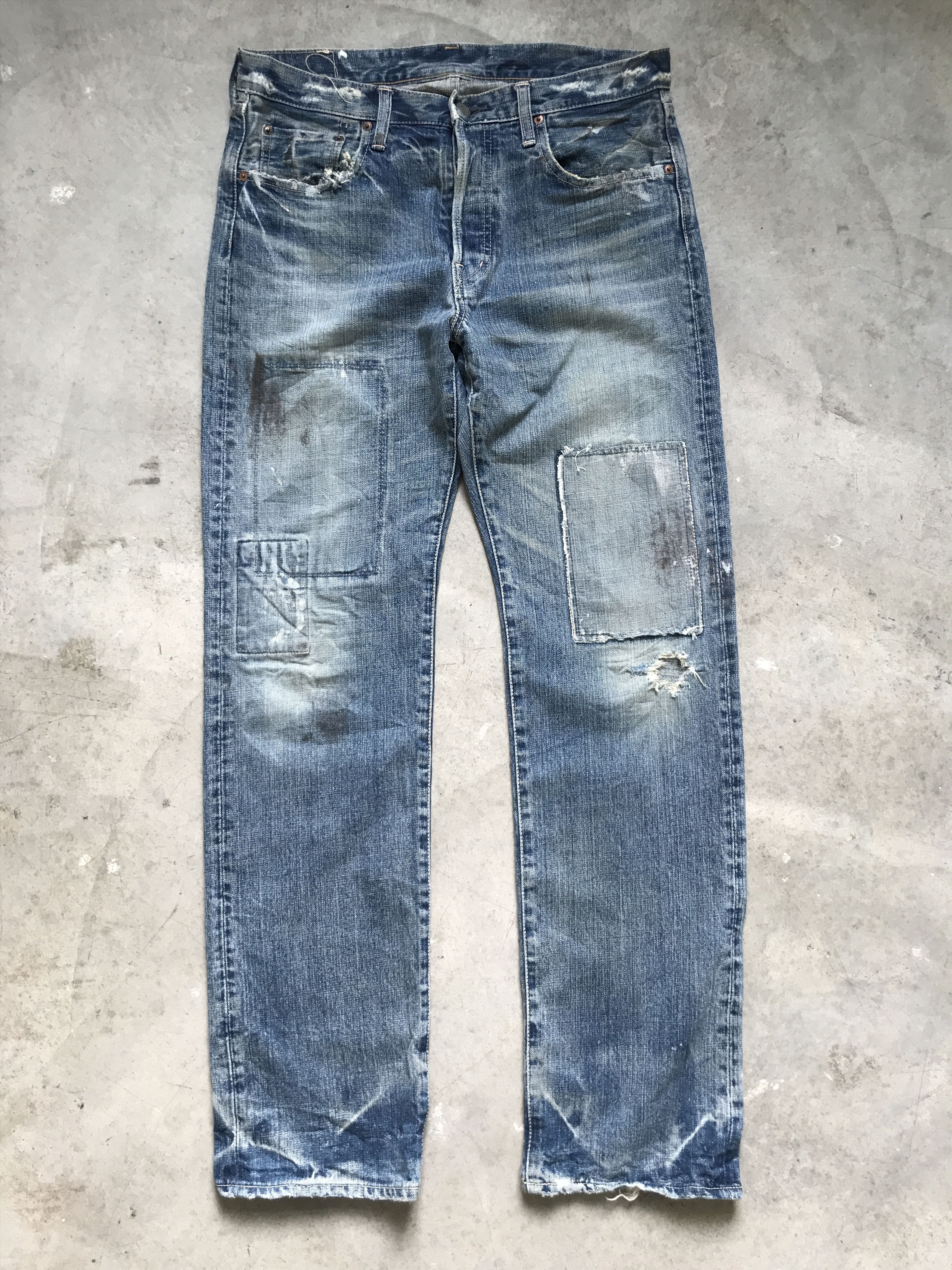 Japanese Brand × Spellbound D42-SPELLBOUND DMG Distressed Patchwork Denim Size US 34 / EU 50 - 1 Thumbnail