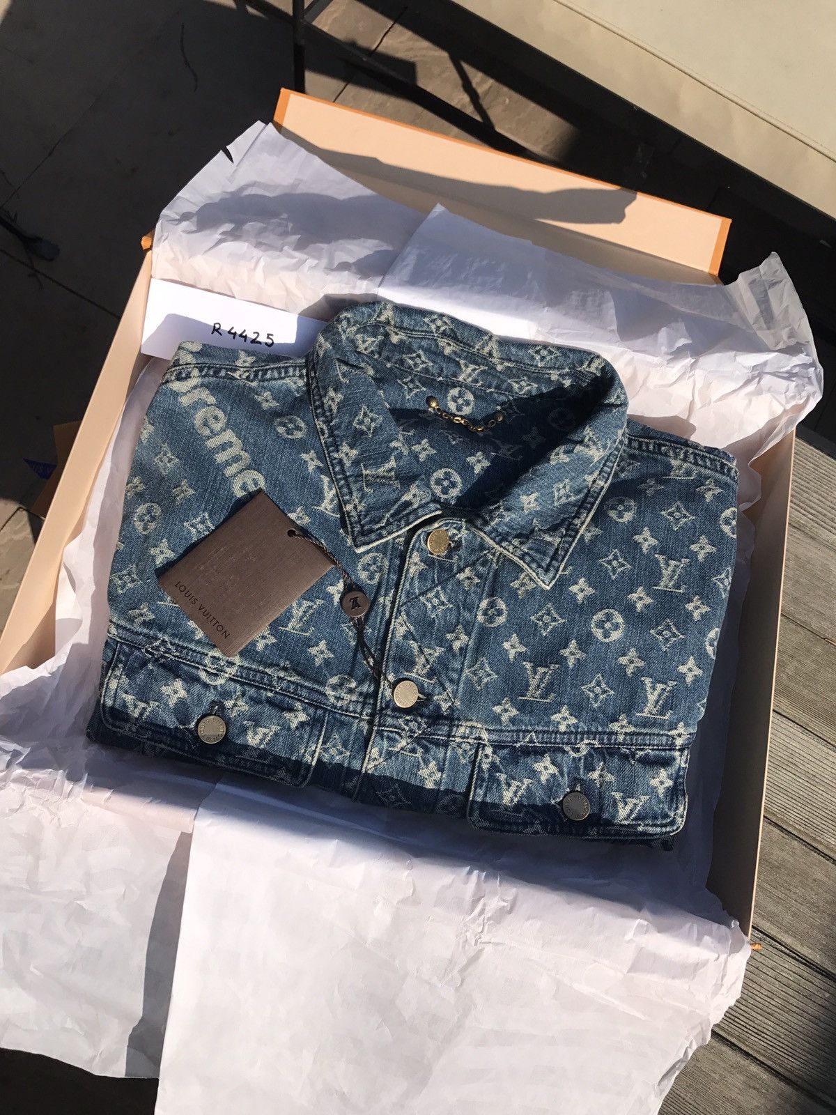 Supreme Louis Vuitton LV x Supreme Denim Trucker Jacket | Grailed