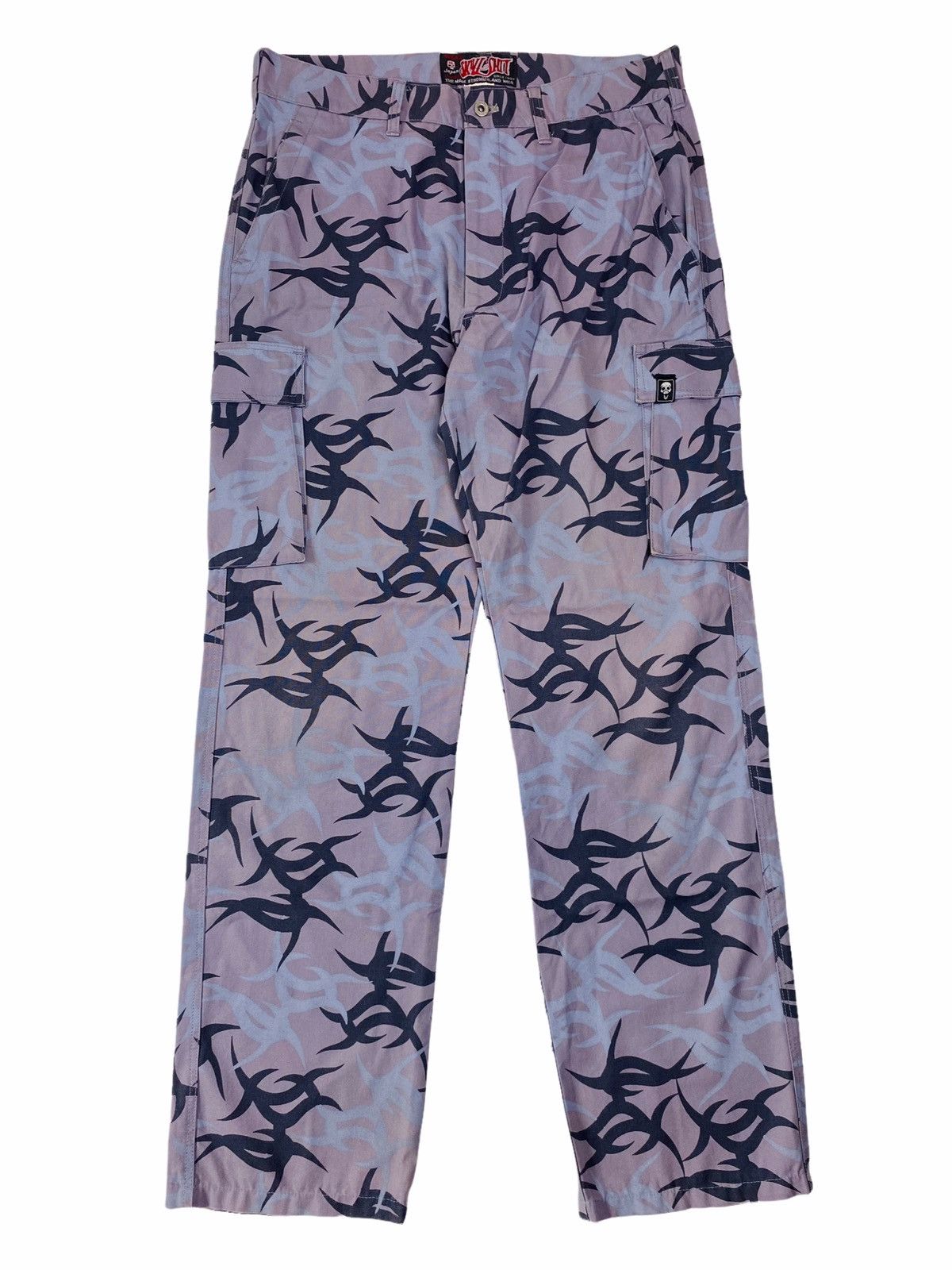 Image of 20471120 x Beauty Beast Acceptoffers2000S Skull Shit - Tribal Camo Cargo Trousers in Purple (Size 3