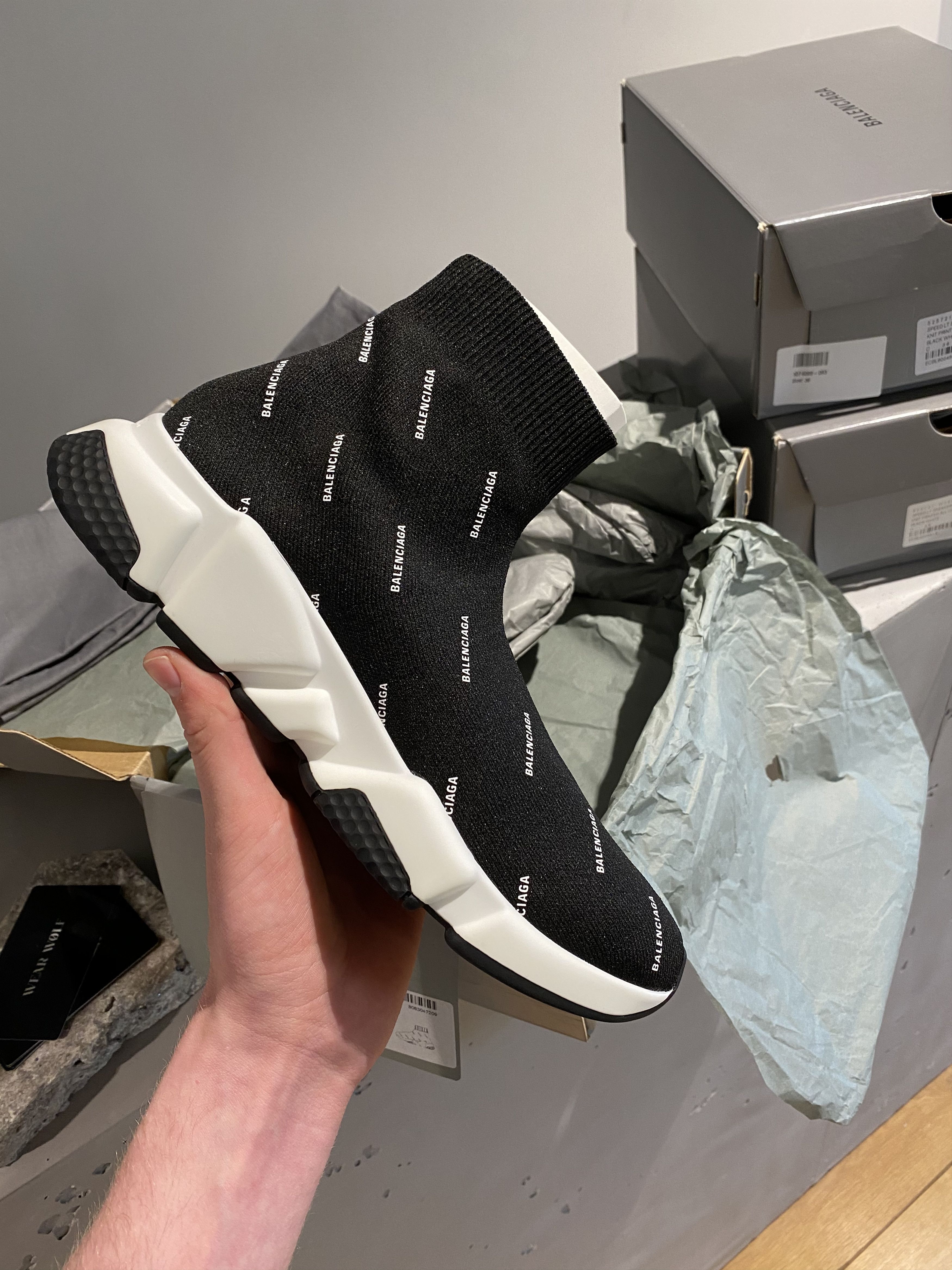 Balenciaga Black Week Sale Balenciaga all over logo speed trainer Grailed