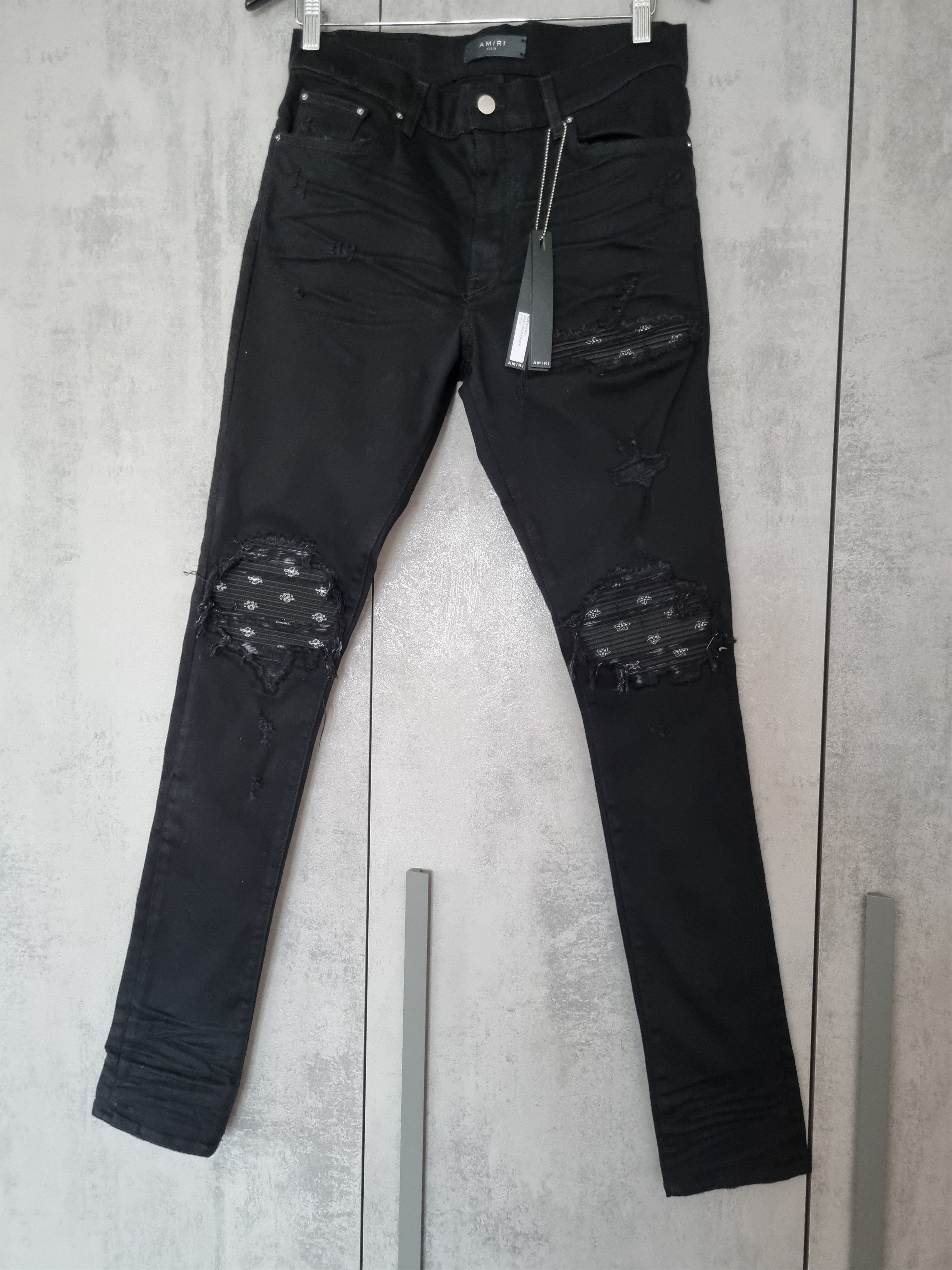 image of Amiri Mx1 Bandana Jeans in Black, Men's (Size 33)