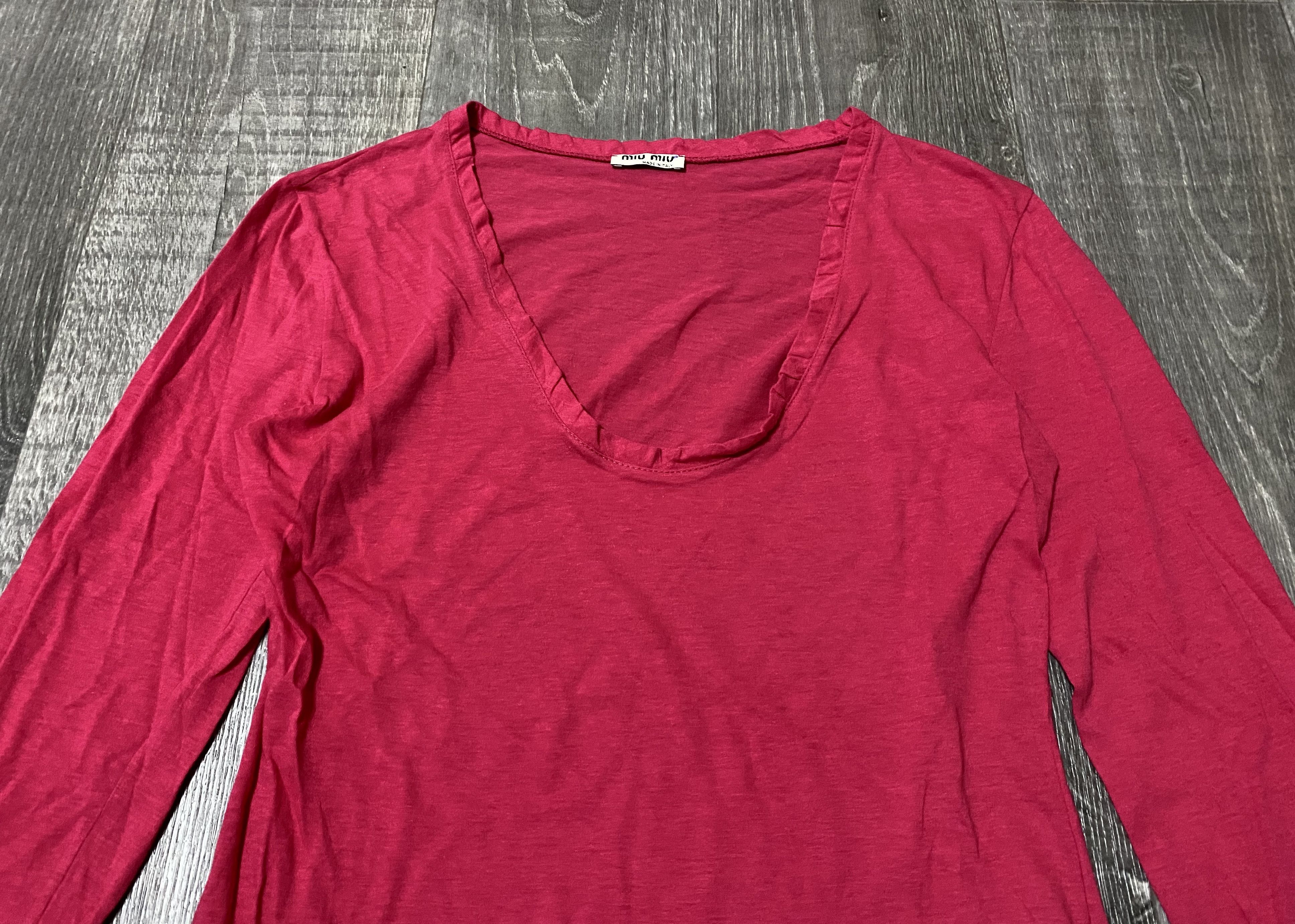 Miu Miu Women's Miu Miu by Prada Pink U-Neck Long Sleeve Shirt Size S / US 4 / IT 40 - 4 Thumbnail