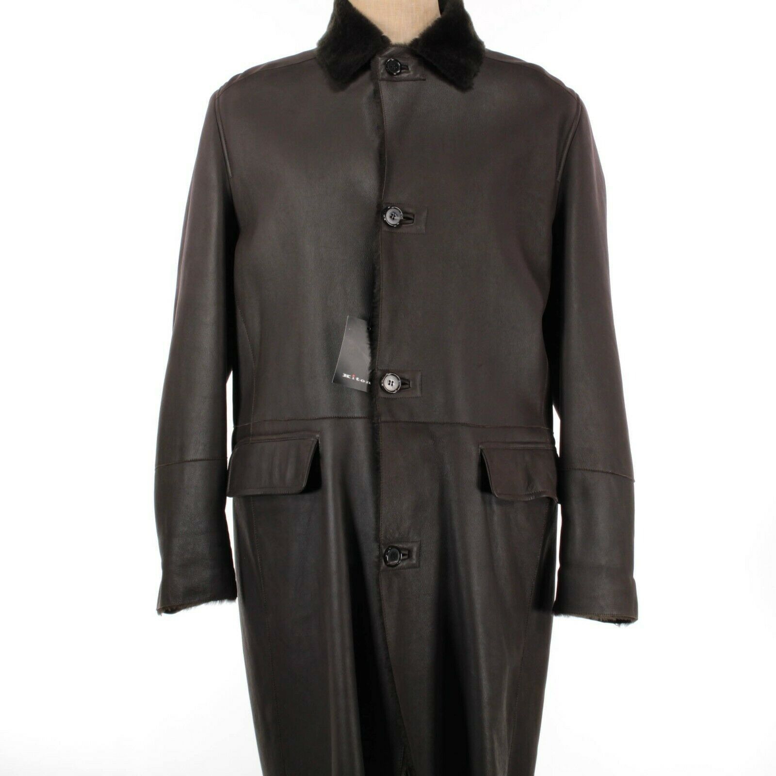 Kiton Kiton NWT Mid Length 100% Leather Shearling Coat Size 52 L | Grailed