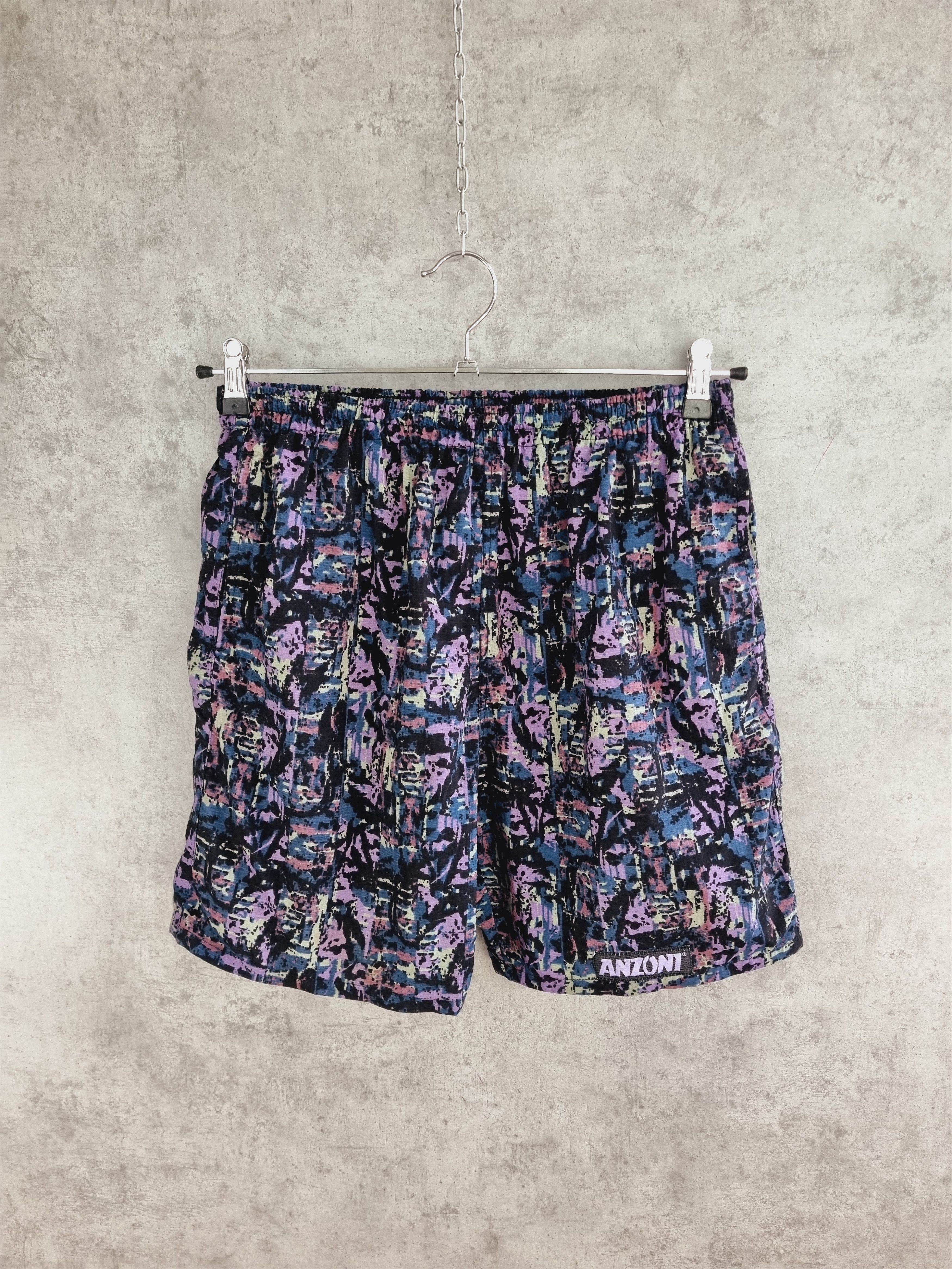 Vintage 80s Abstract Design Anzoni Light Swimming Shorts Size US 30 / EU 46 - 8 Thumbnail