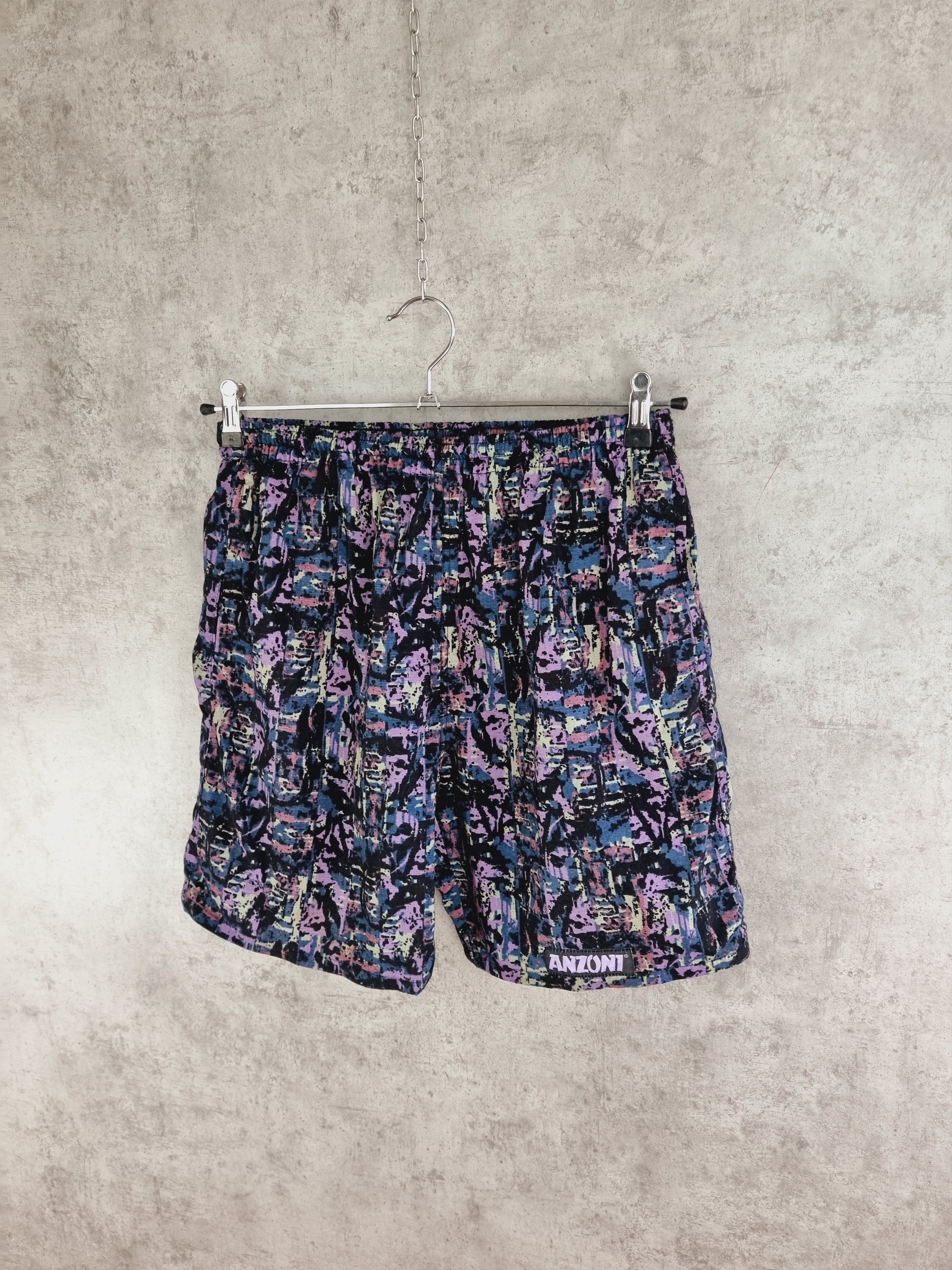 Vintage 80s Abstract Design Anzoni Light Swimming Shorts Size US 30 / EU 46 - 2 Thumbnail