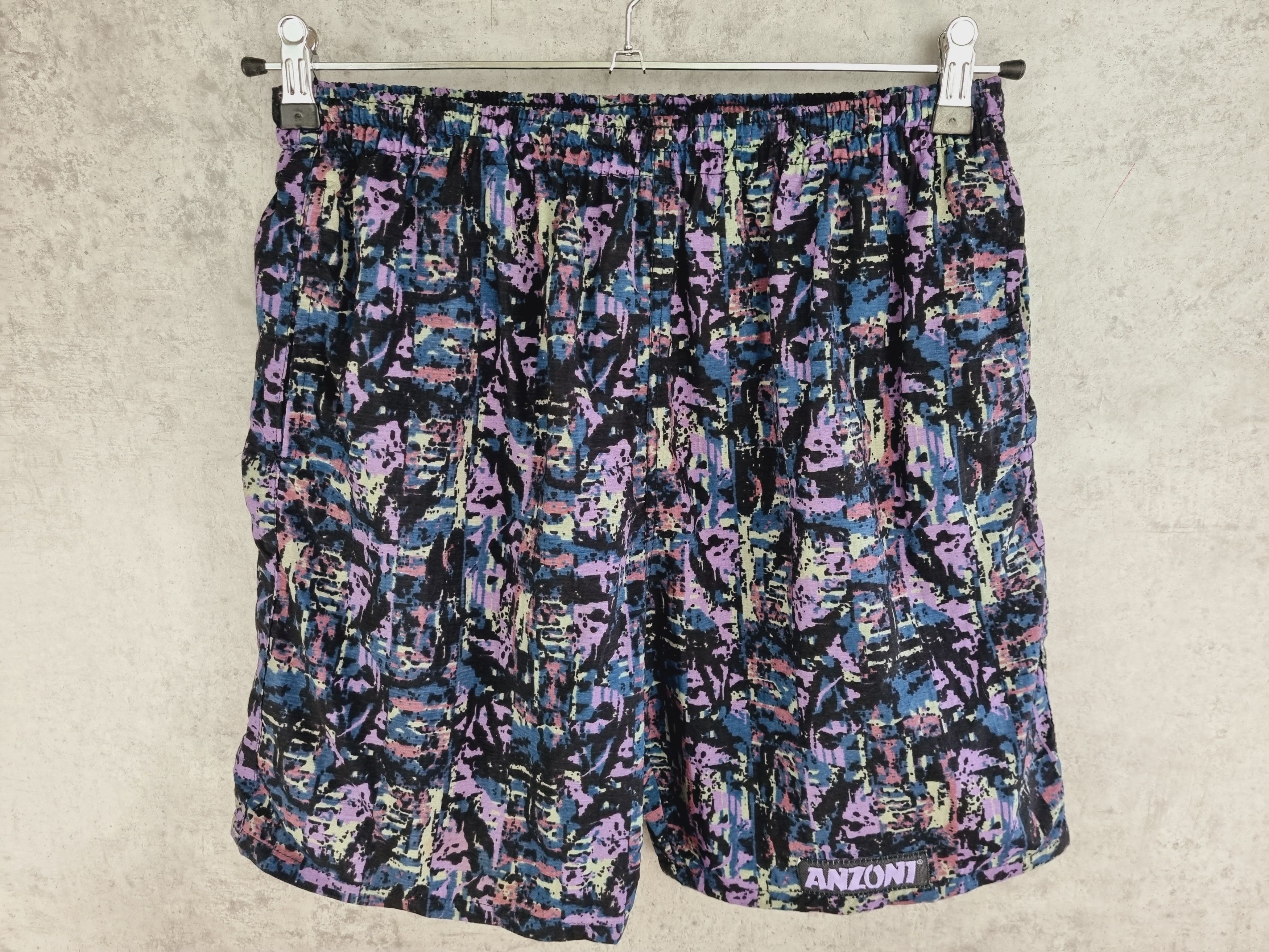 Vintage 80s Abstract Design Anzoni Light Swimming Shorts Size US 30 / EU 46 - 3 Thumbnail