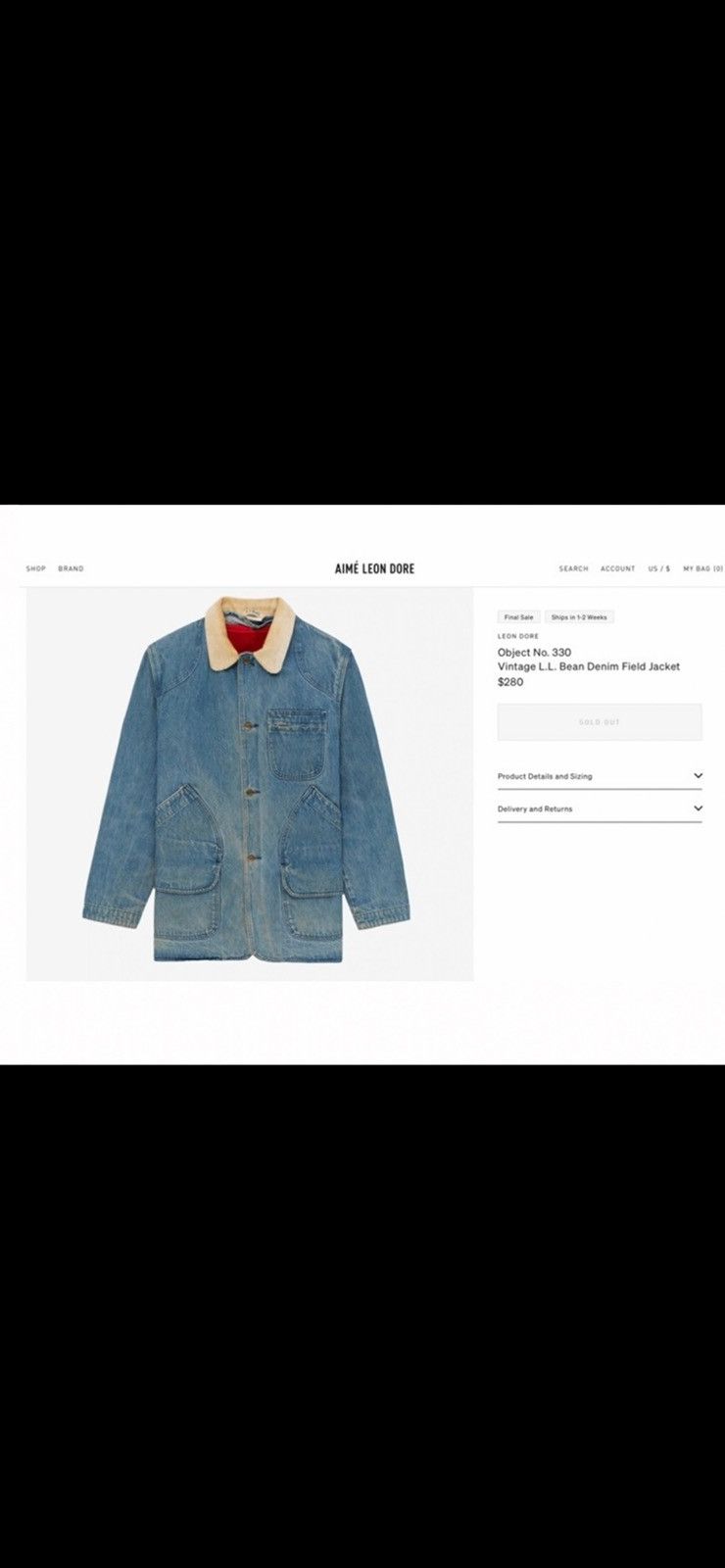 Aime Leon Dore Object No. 330: L.L Bean Denim Jacket Size US L / EU 52-54 / 3 - 2 Thumbnail