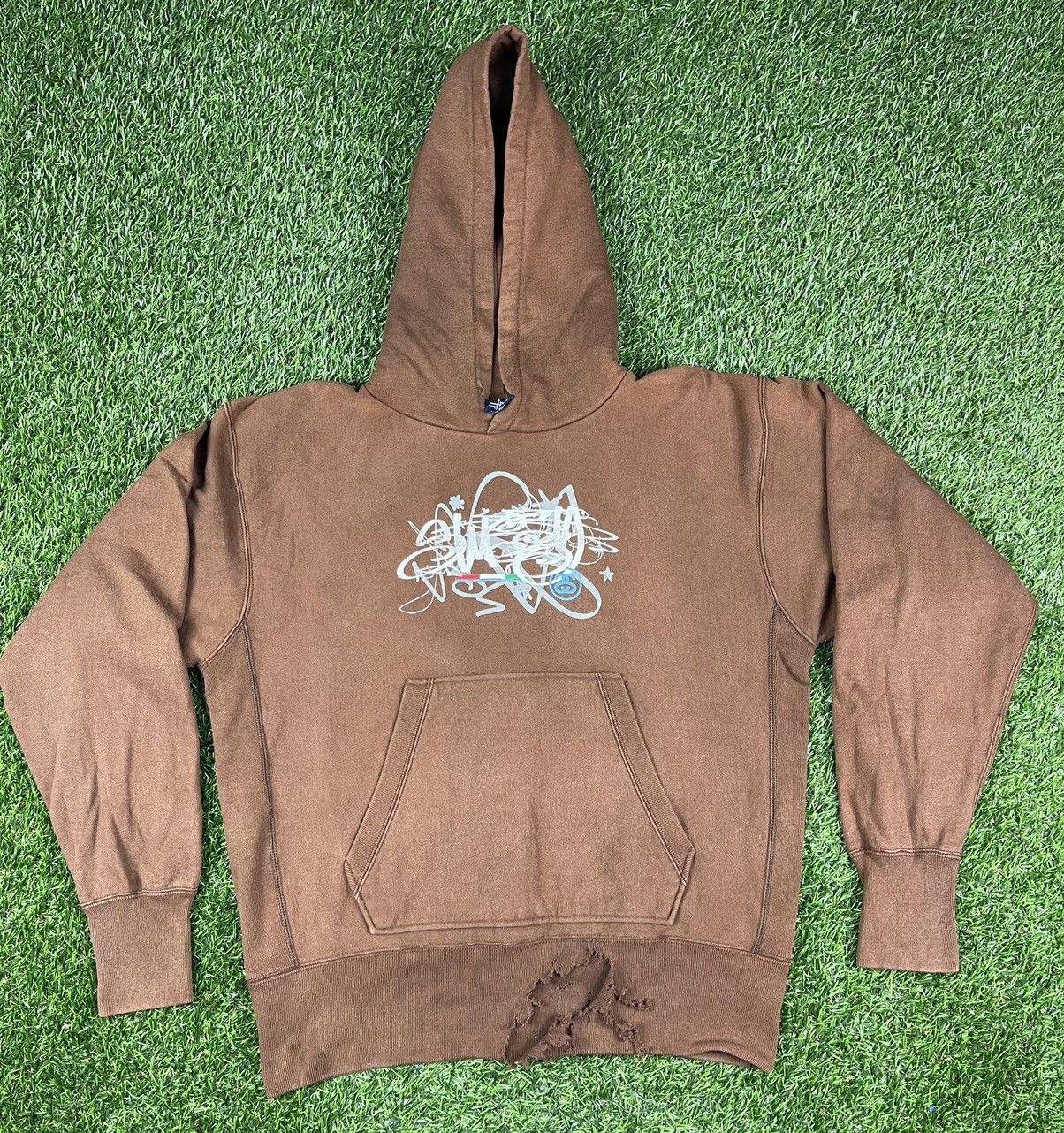 Vintage 90s Stussy Distressed Hoodie Blue Tag