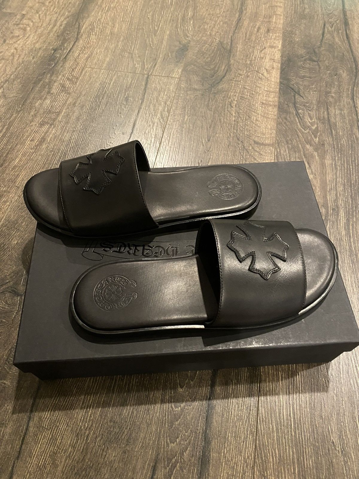 Chrome Hearts Chrome Hearts Black Leather Cross Slipper Size US 9 / EU 42 - 4 Thumbnail